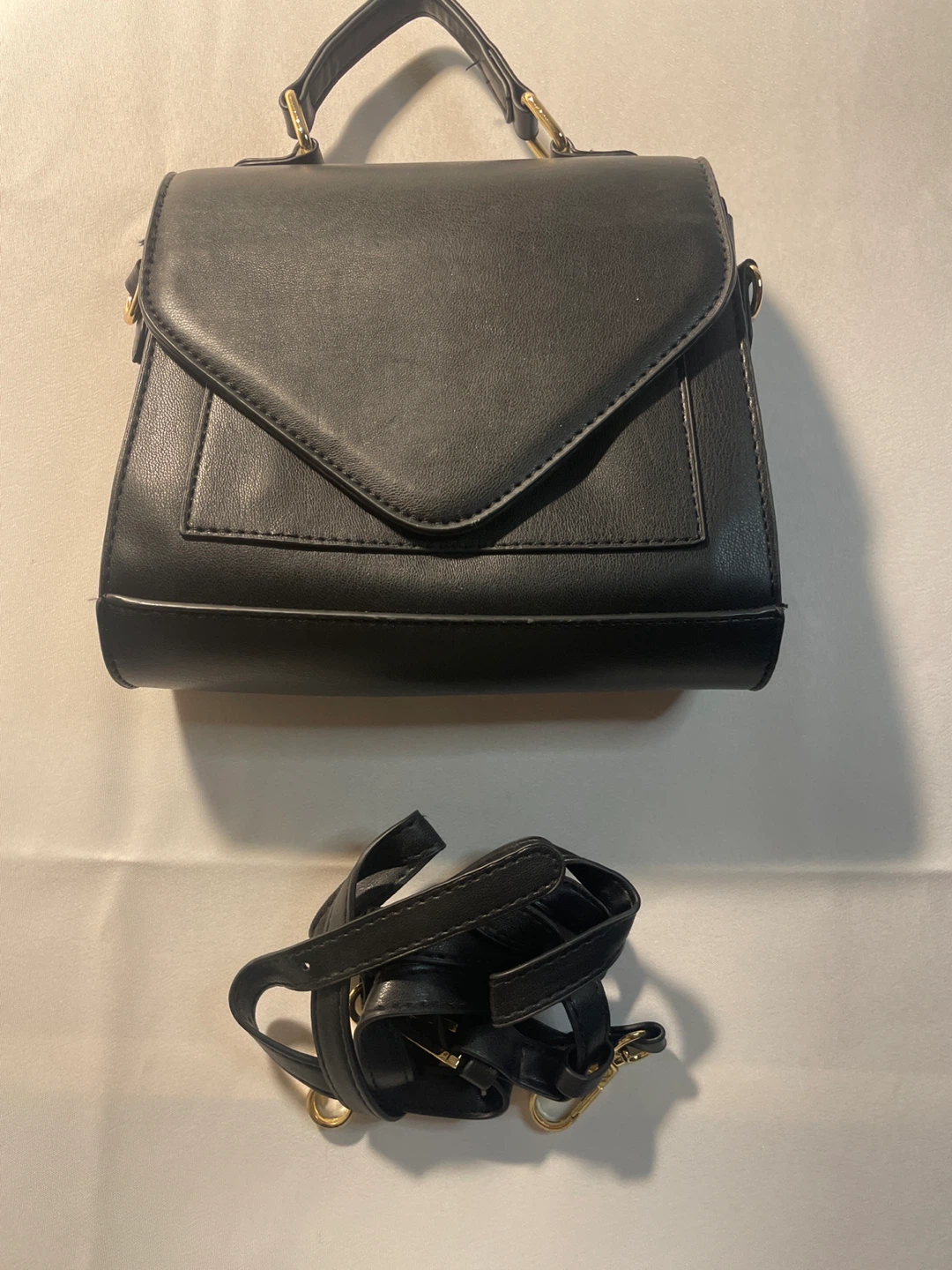 Black Faux Leather Handbag
