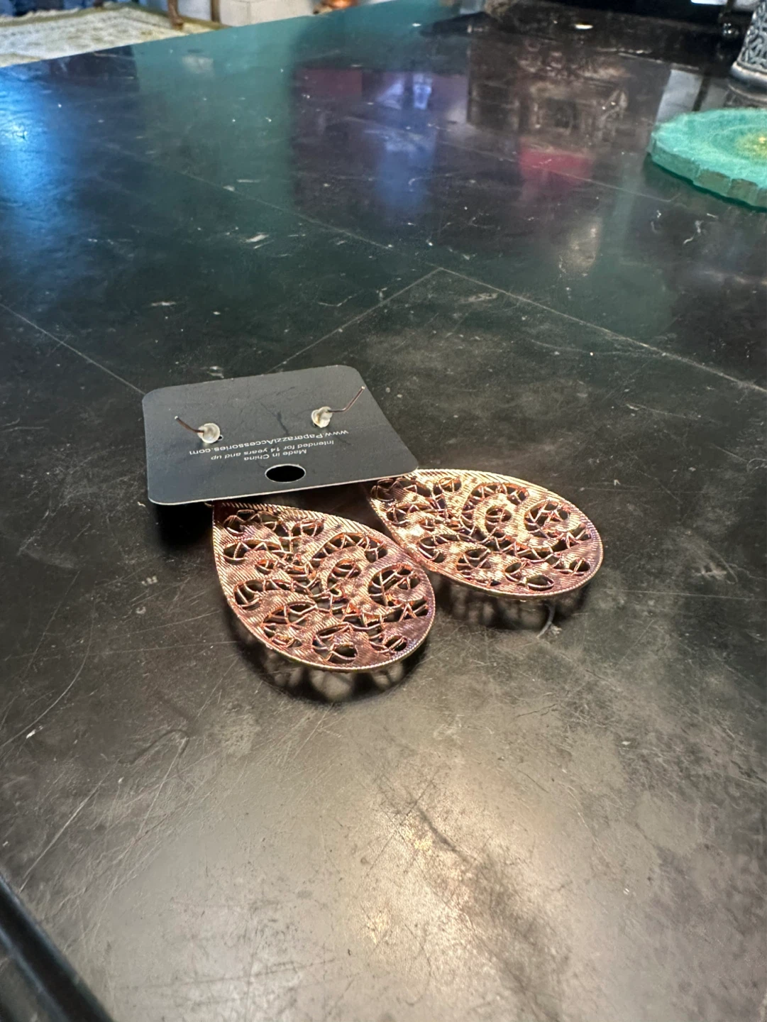 Paparazzi Teardrop Earrings Rose Gold Rhinestone - photo 4