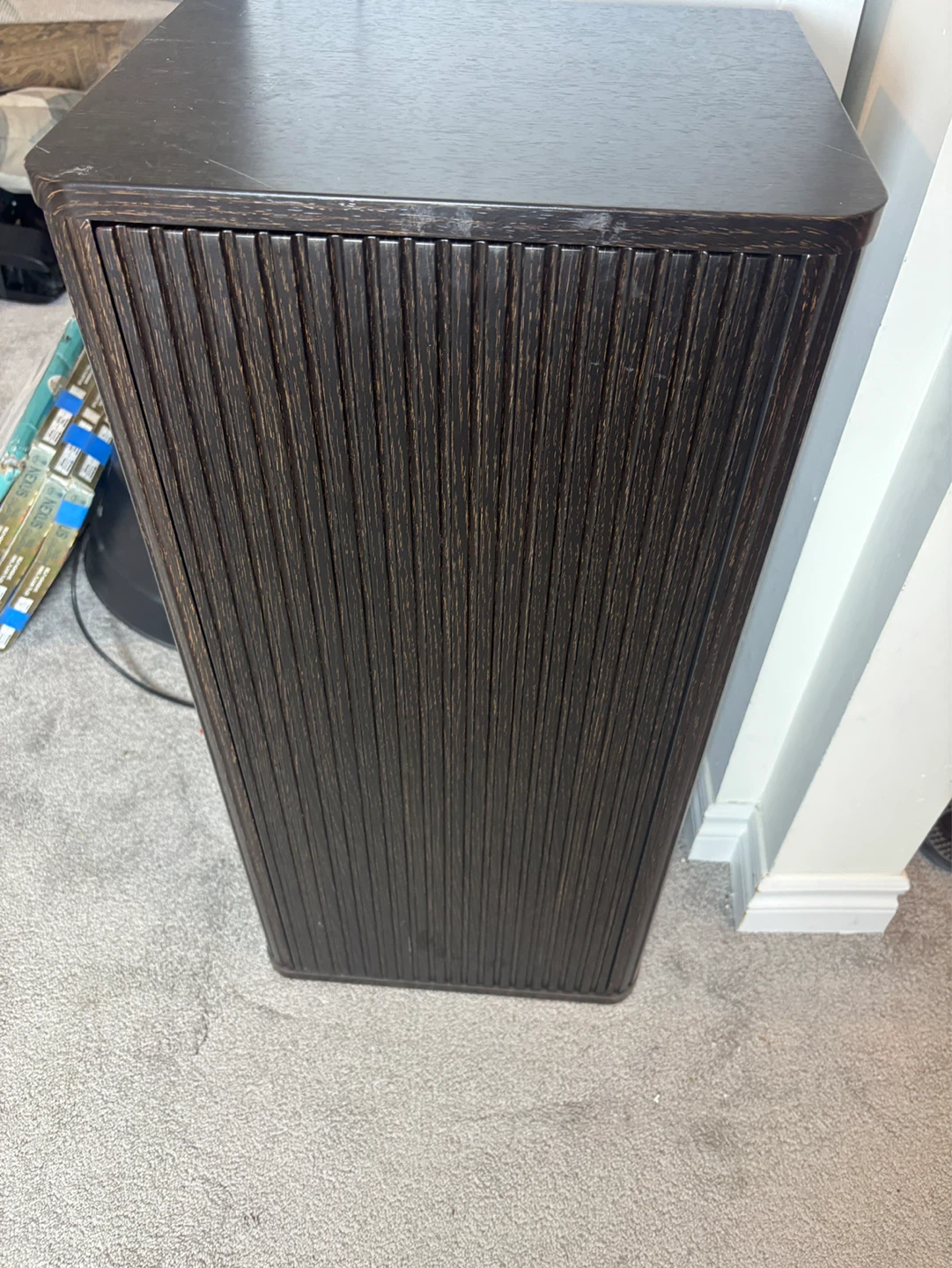 Dark Brown Slatted Storage Cabinet-AS IS - photo 2