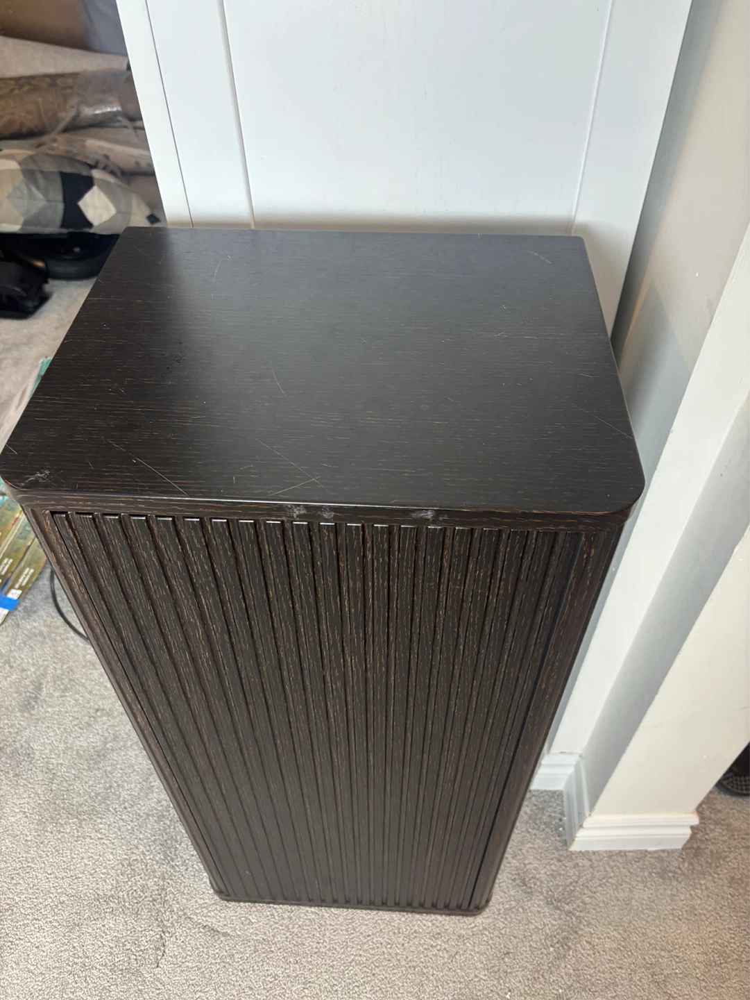 Dark Brown Slatted Storage Cabinet-AS IS - photo 3