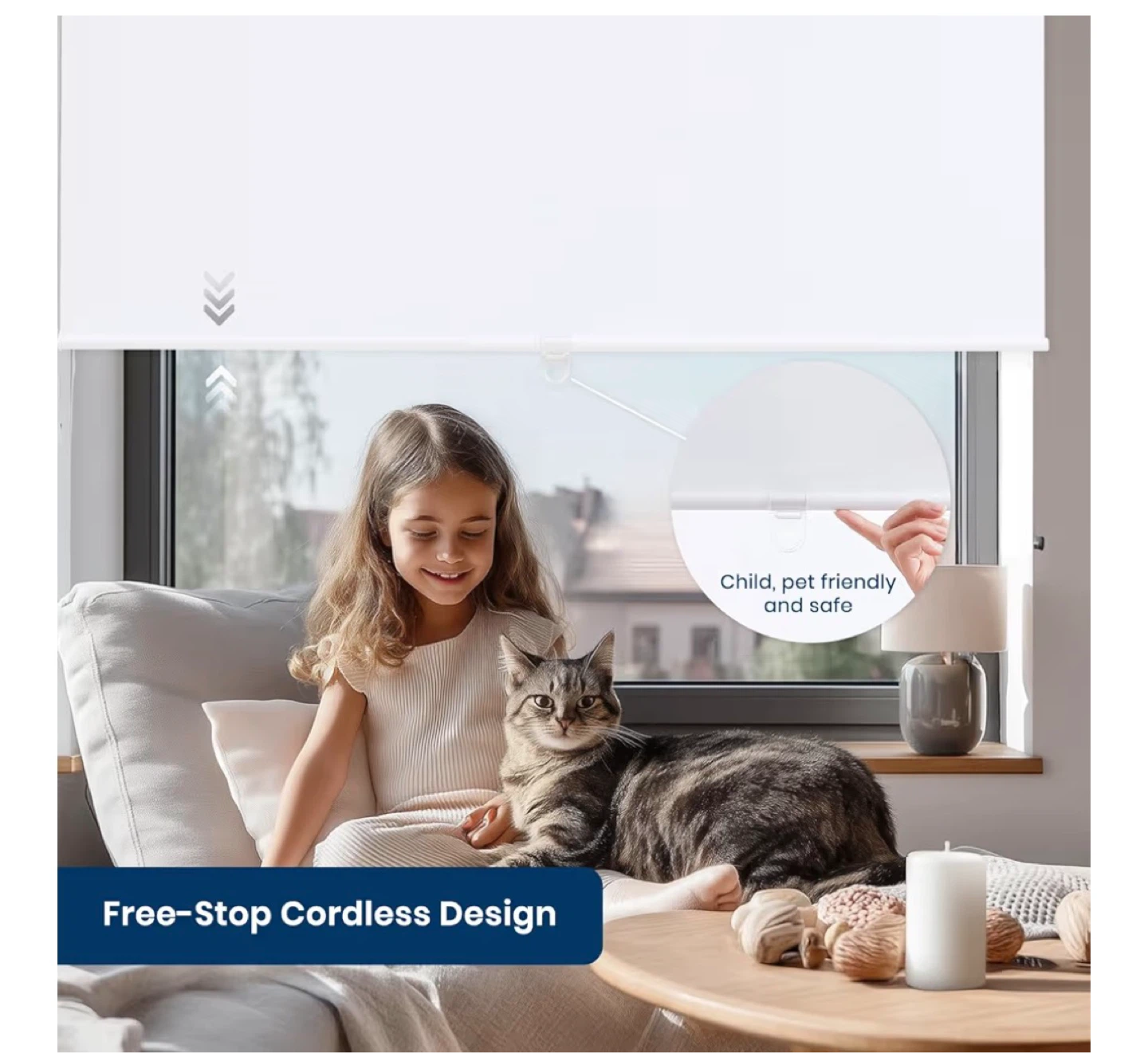 White Cordless Roller Blind - 100% Blackout - photo 3