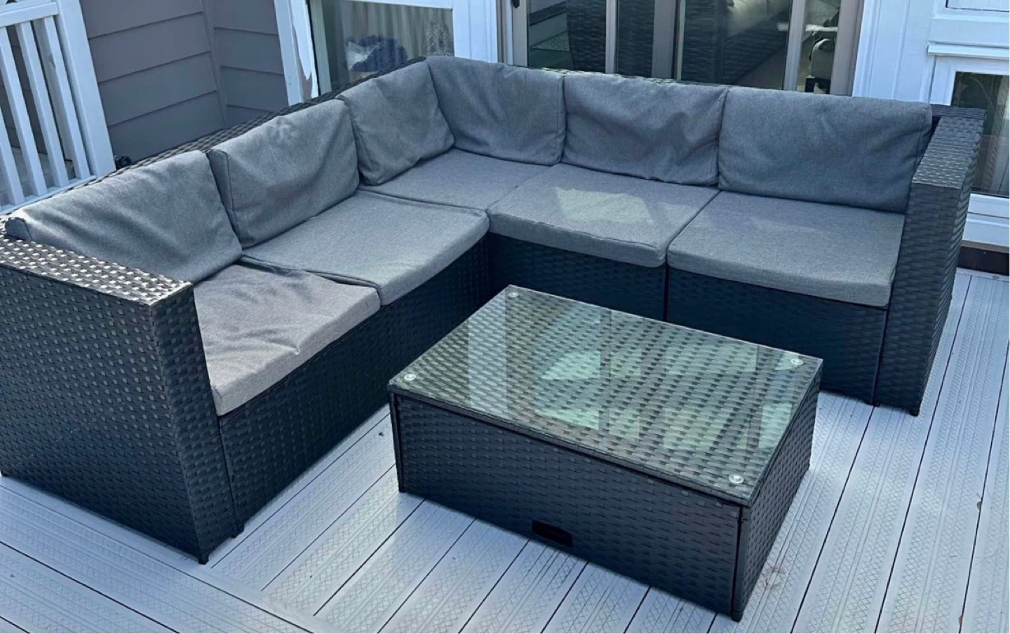 Wicker Sectional Outdoor Sofa with Coffee Table