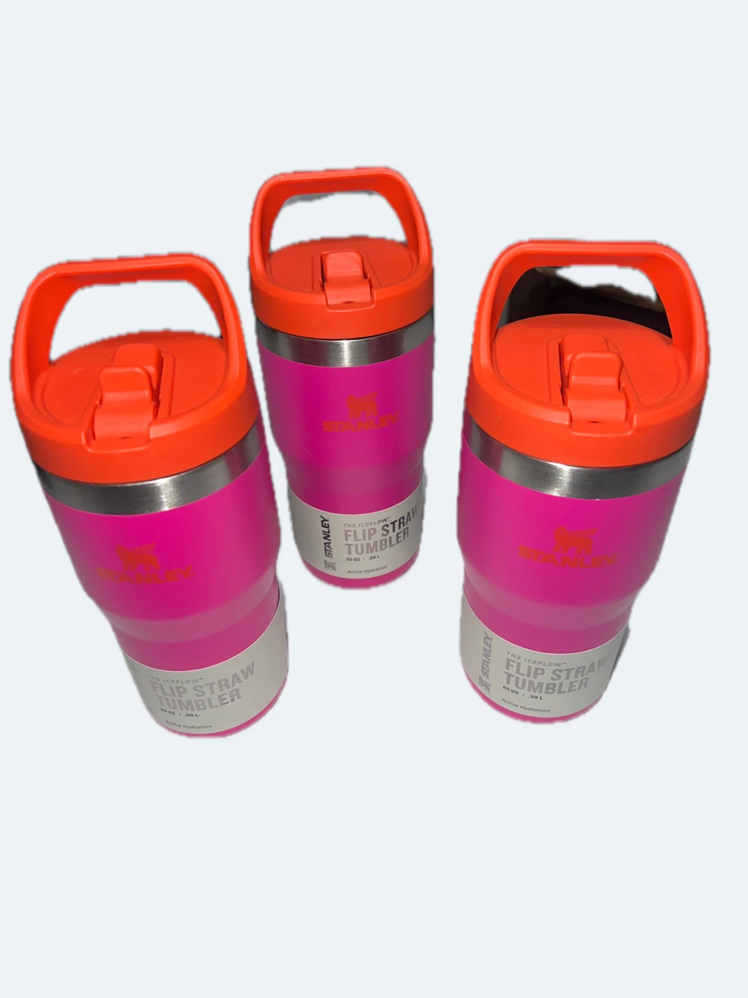 Set of 3 Stanley Flip Straw Tumblers - Pink & Orange