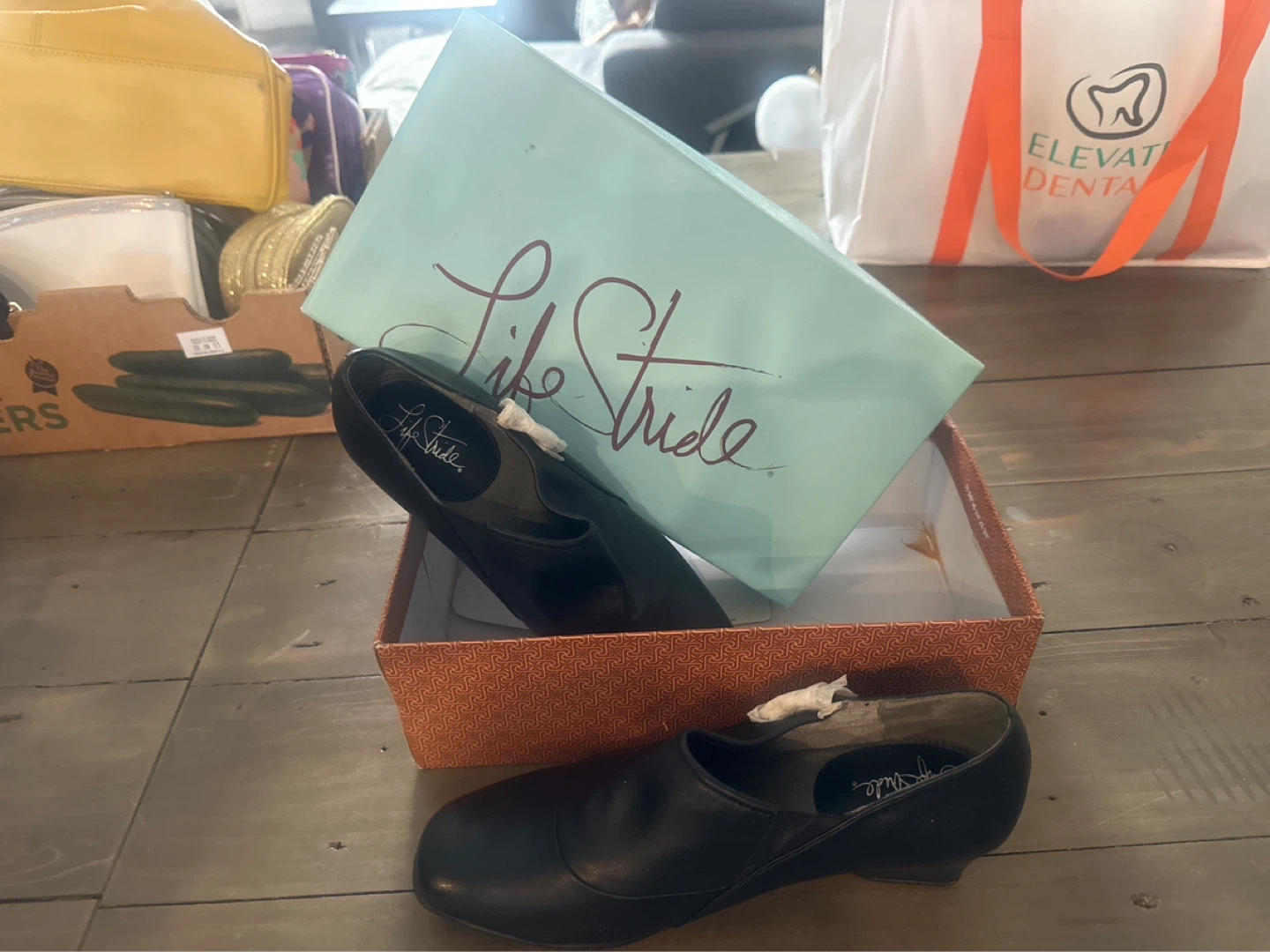 Life Stride Black Wedge Shoes with Box
