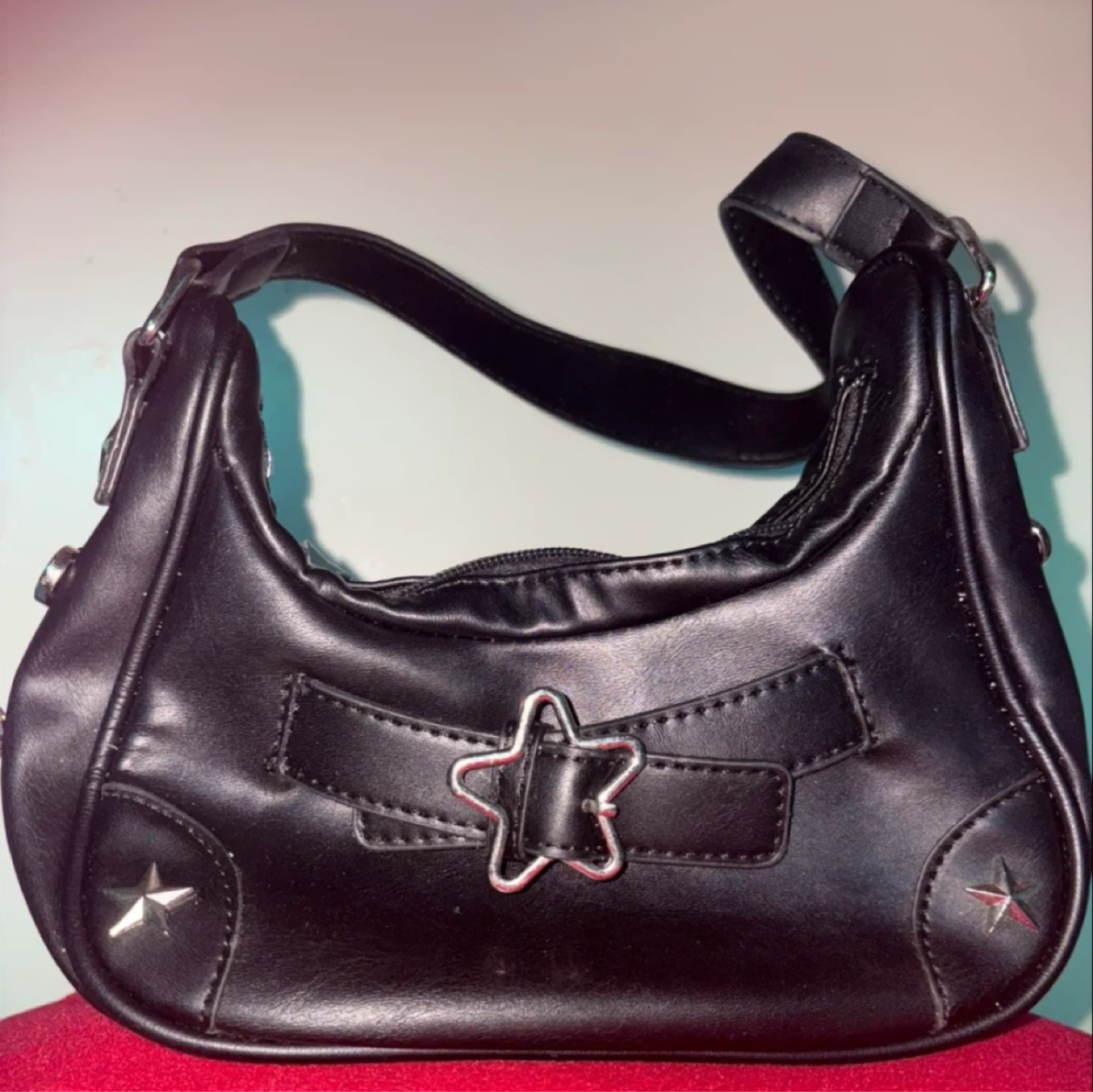 Black Mini Shoulder Bag with Star Detail