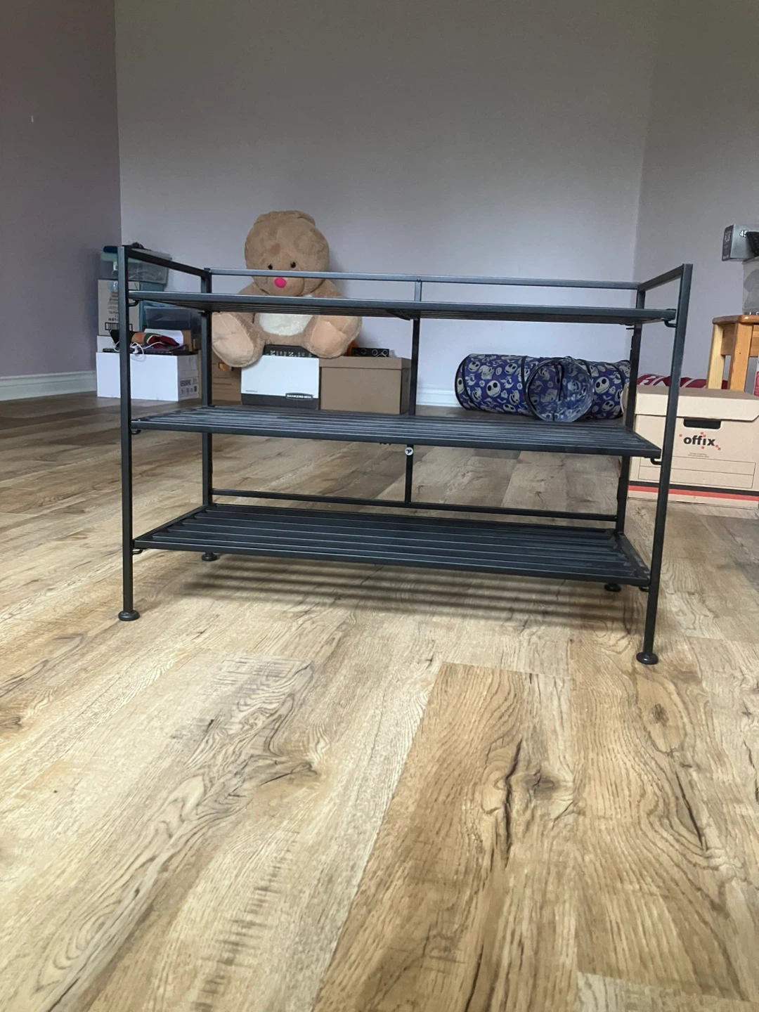 Black 3-Tier Metal Shoe Rack Shelf