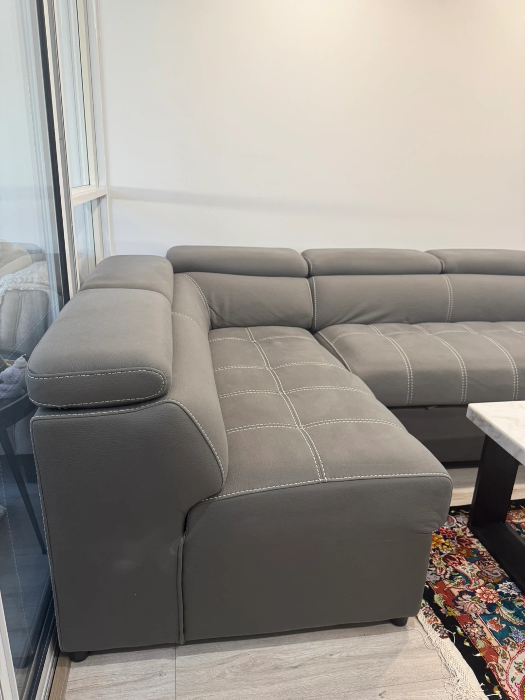 3-Piece Suede Fabric Sleeper Sectional with Storage Ottoman - photo 2
