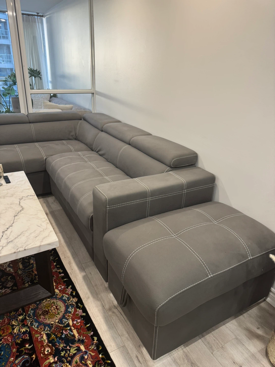 3-Piece Suede Fabric Sleeper Sectional with Storage Ottoman - photo 3