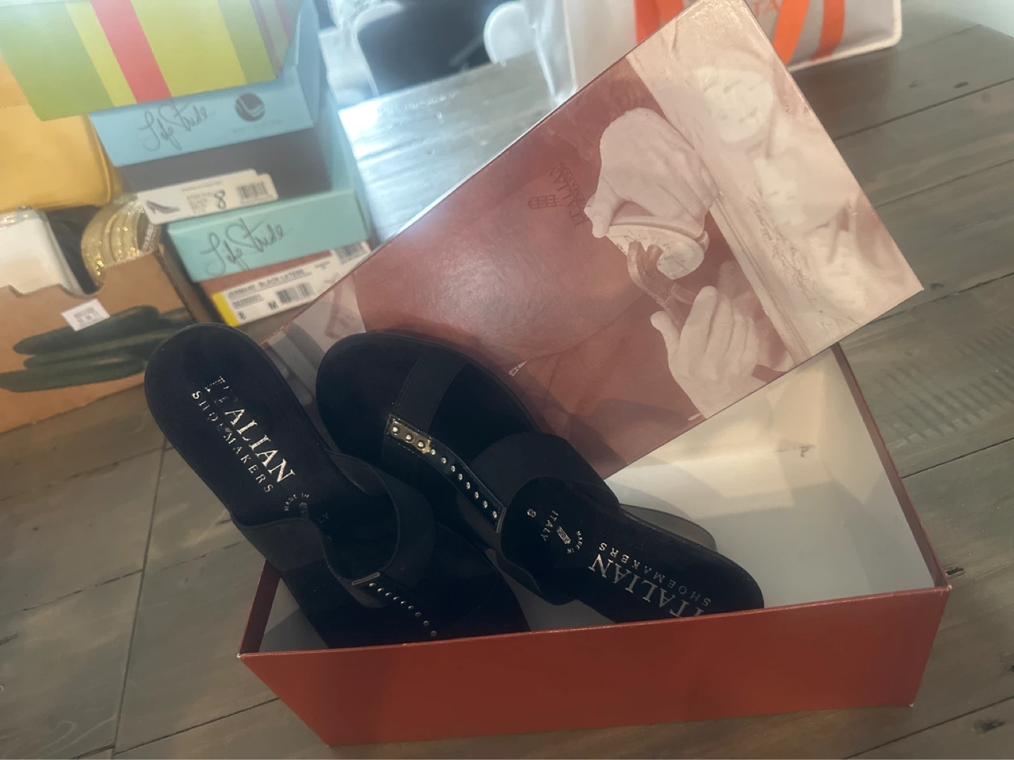 Italian Shoemakers Black Wedge Sandals