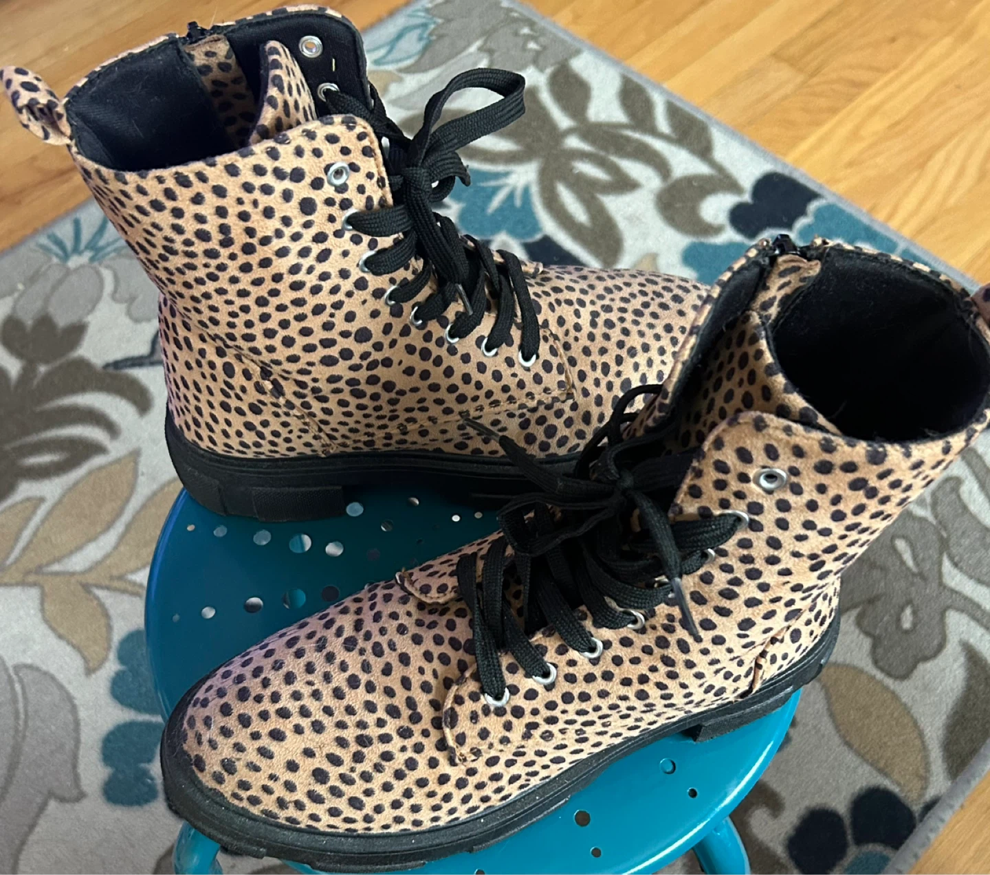 Leopard Print Combat Boots