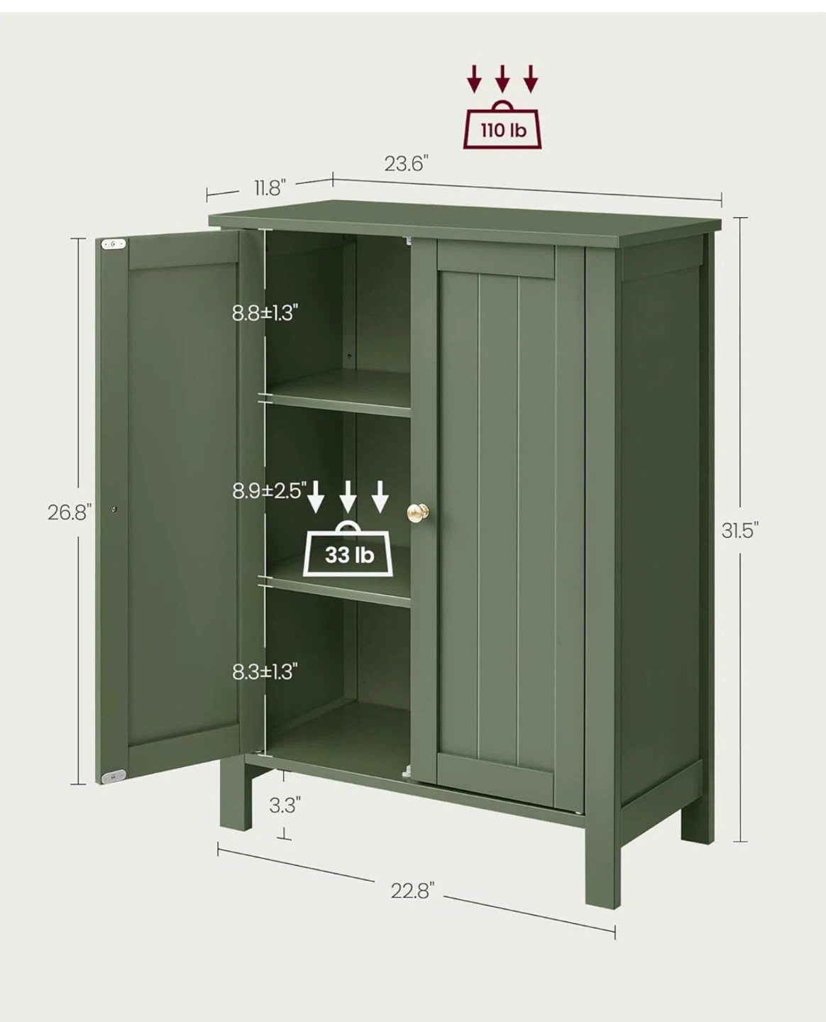 Green Storage Cabinet with Double Doors - photo 3