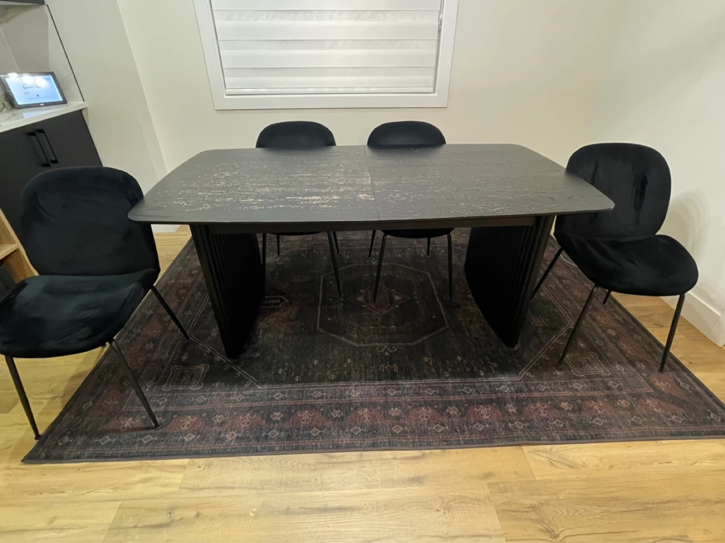 Black Modern Dining Table and 4 Chairs Set - photo 2
