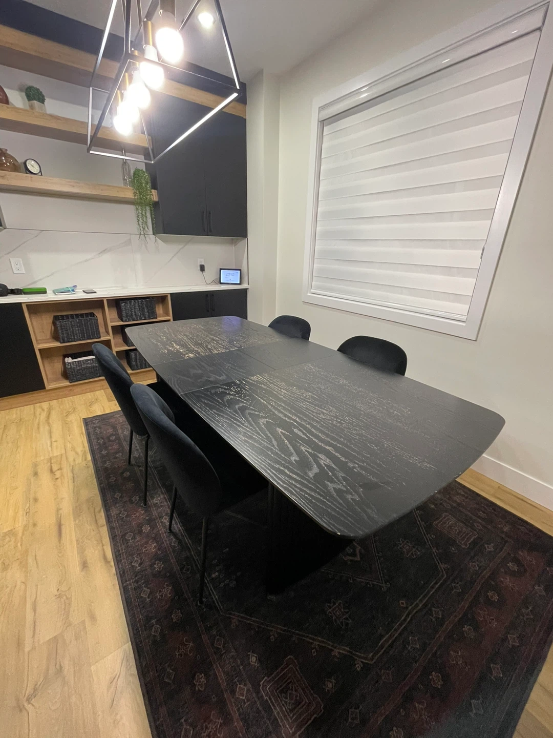 Black Modern Dining Table and 4 Chairs Set