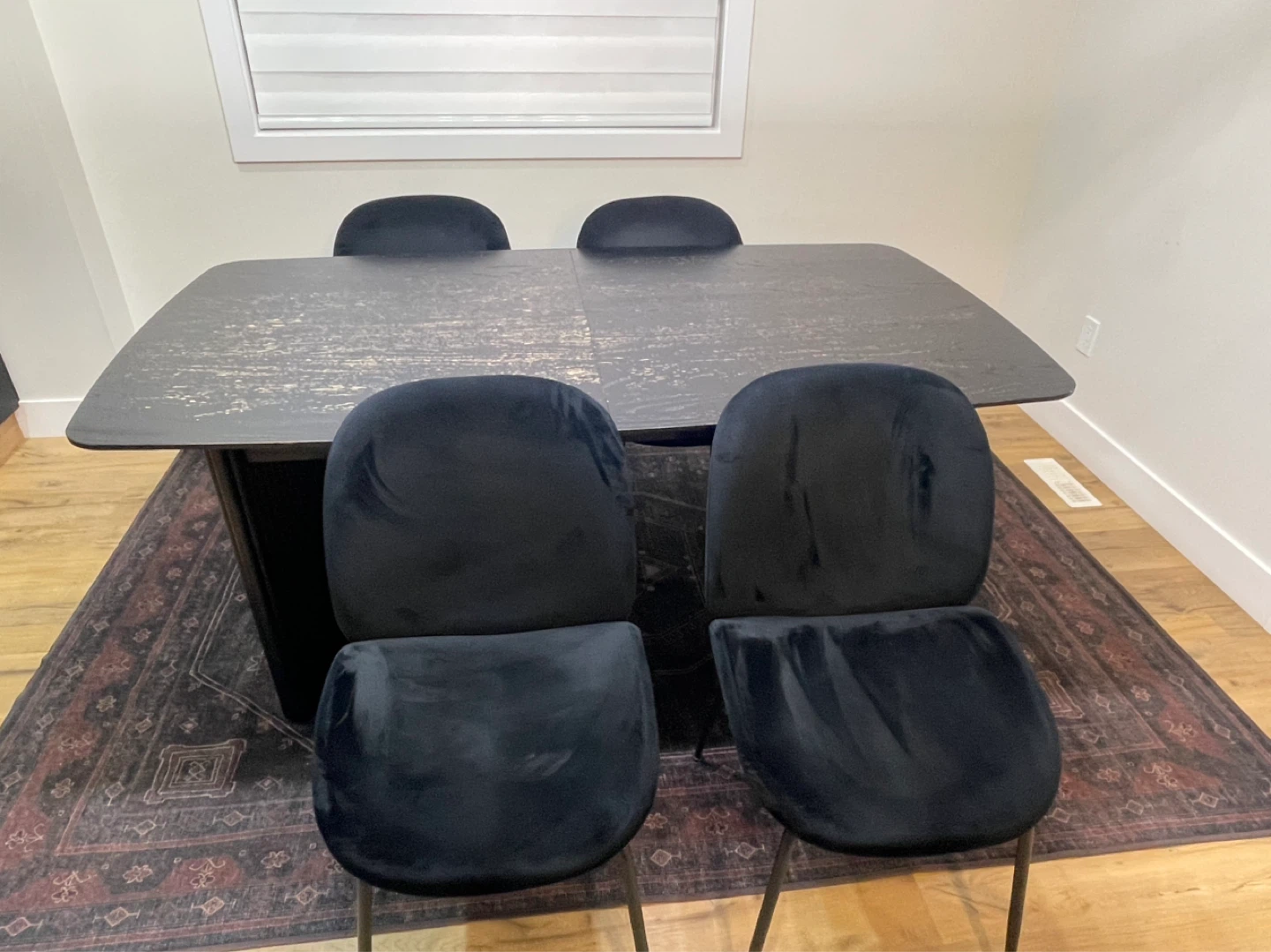 Black Modern Dining Table and 4 Chairs Set - photo 3