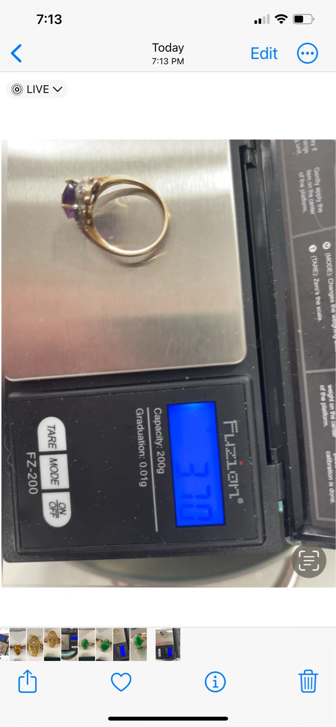 10K Gold Pear Amethyst Ring with Small Diamonds - photo 4