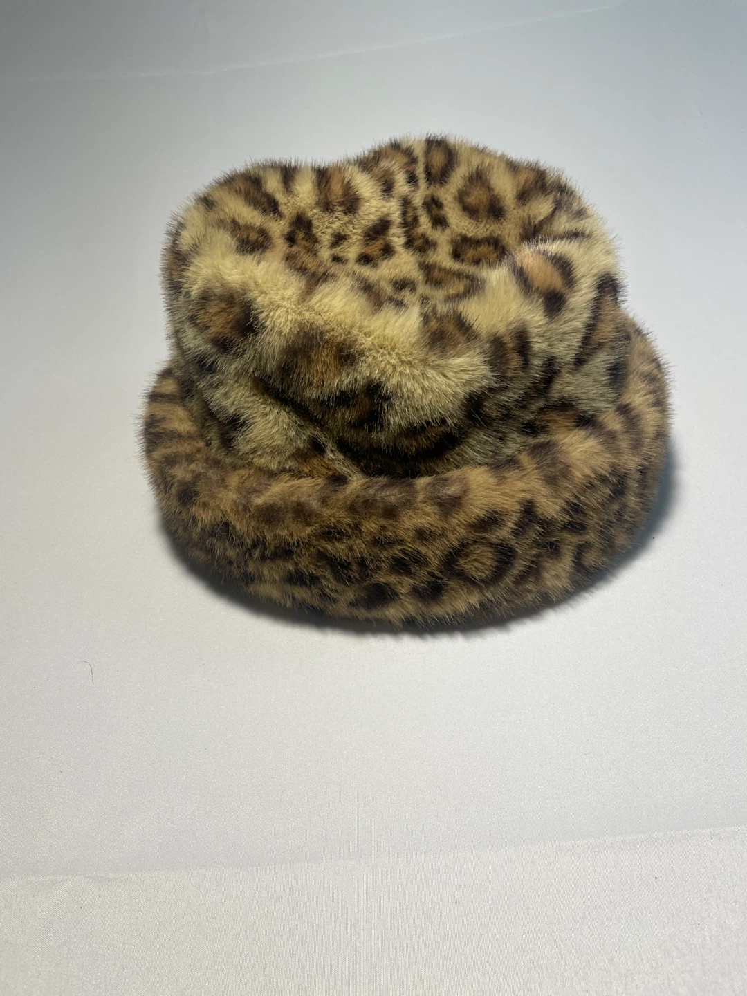 ZARA Faux Fur Leopard Print Bucket Hat - Size M