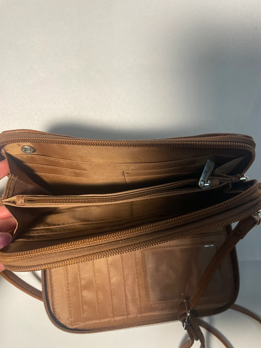 Brown Crocodile Embossed Crossbody Wallet - photo 3