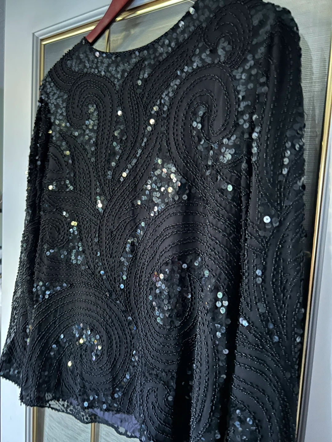 Adina Designs Black Sequin Beaded Top Size S - photo 2