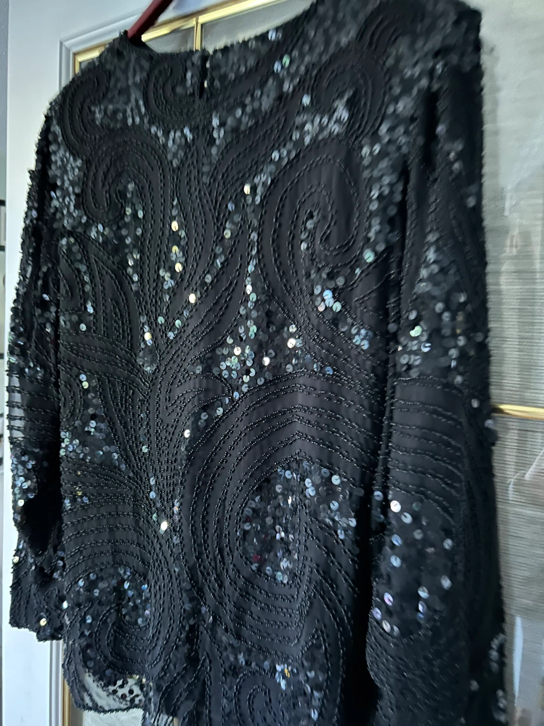 Adina Designs Black Sequin Beaded Top Size S - photo 3