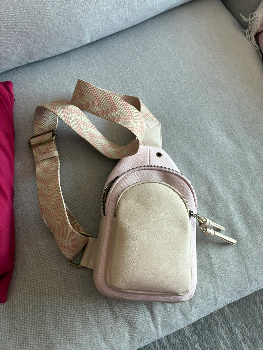 Pink Sling Bag with Chevron Strap - photo 2