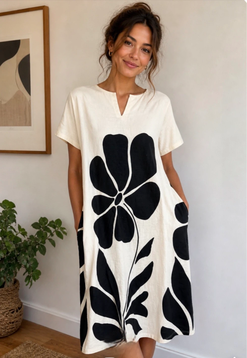 TERZO MILLENNIO Women's Linen Blend Dress