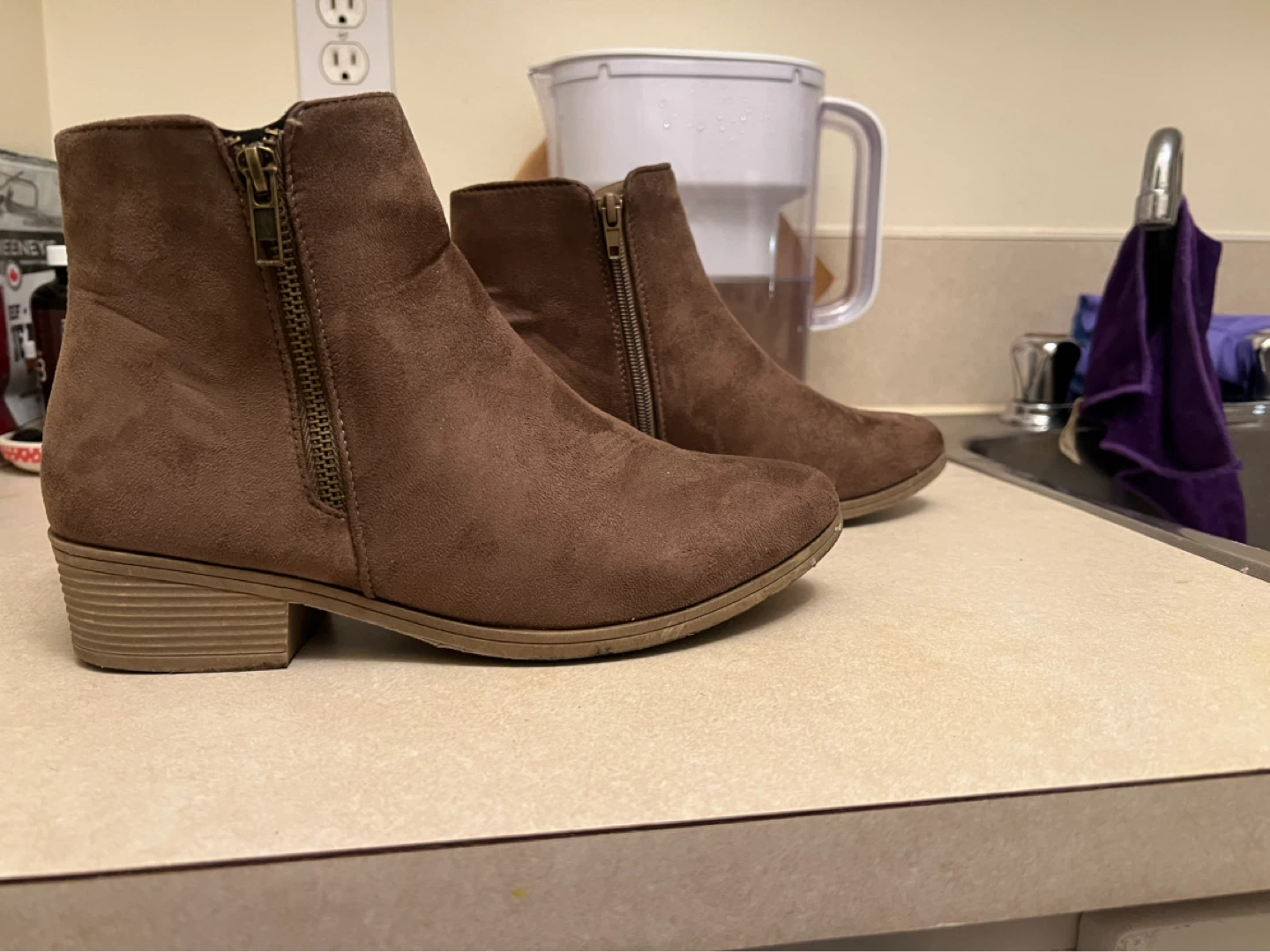 Brown Suede Ankle Boots Size 7 - photo 3