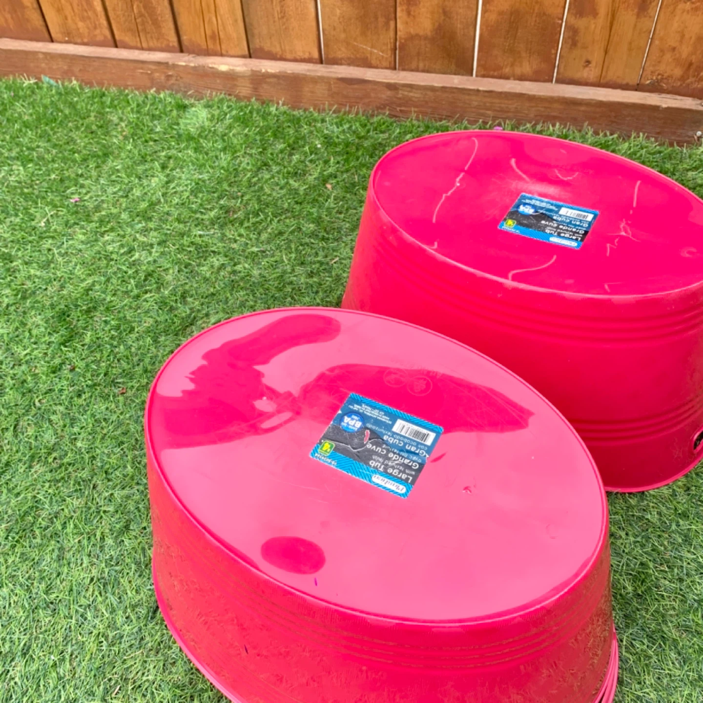 Storage Bins Plastic Tubs Red Storage Baskets Set 2 Large - photo 5