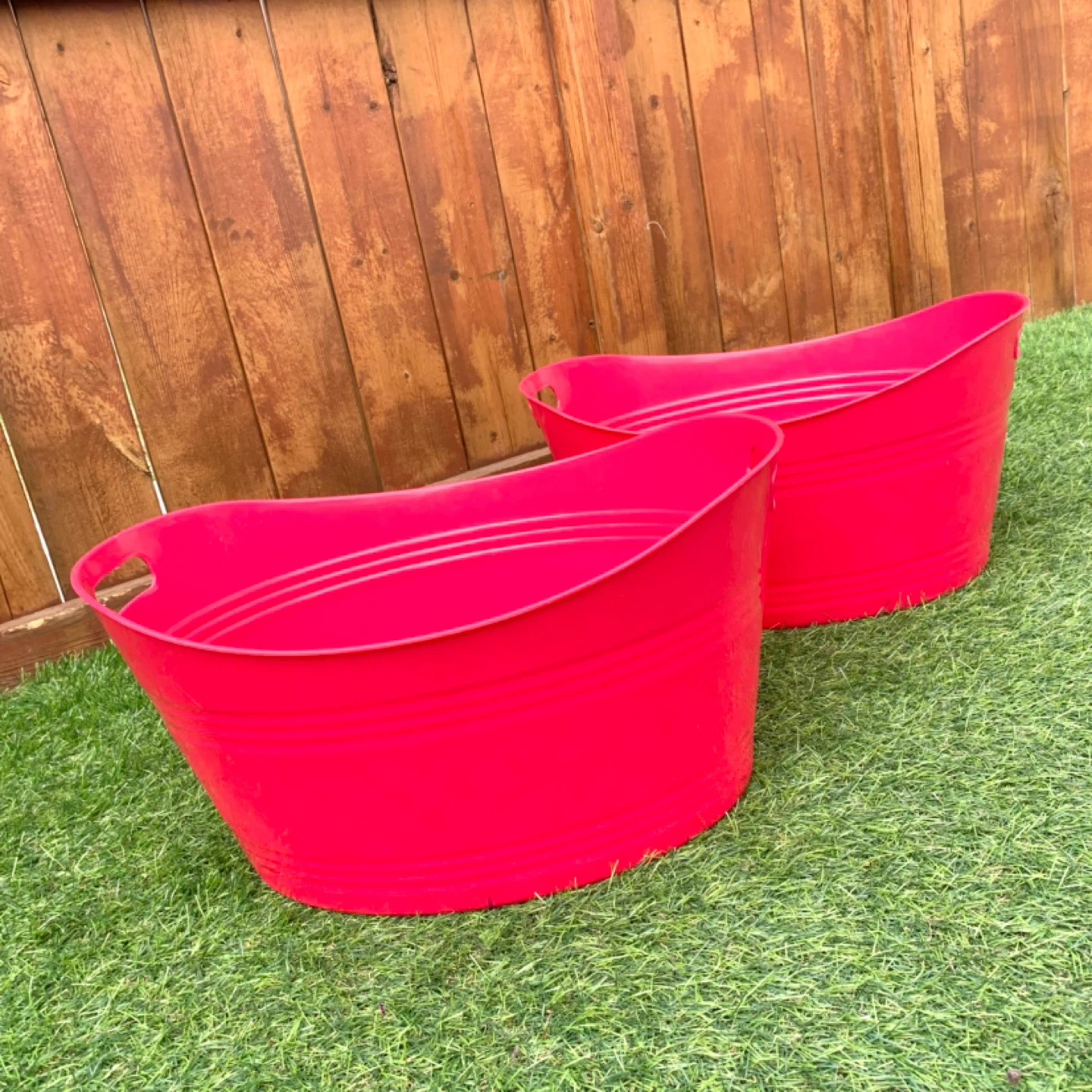 Storage Bins Plastic Tubs Red Storage Baskets Set 2 Large
