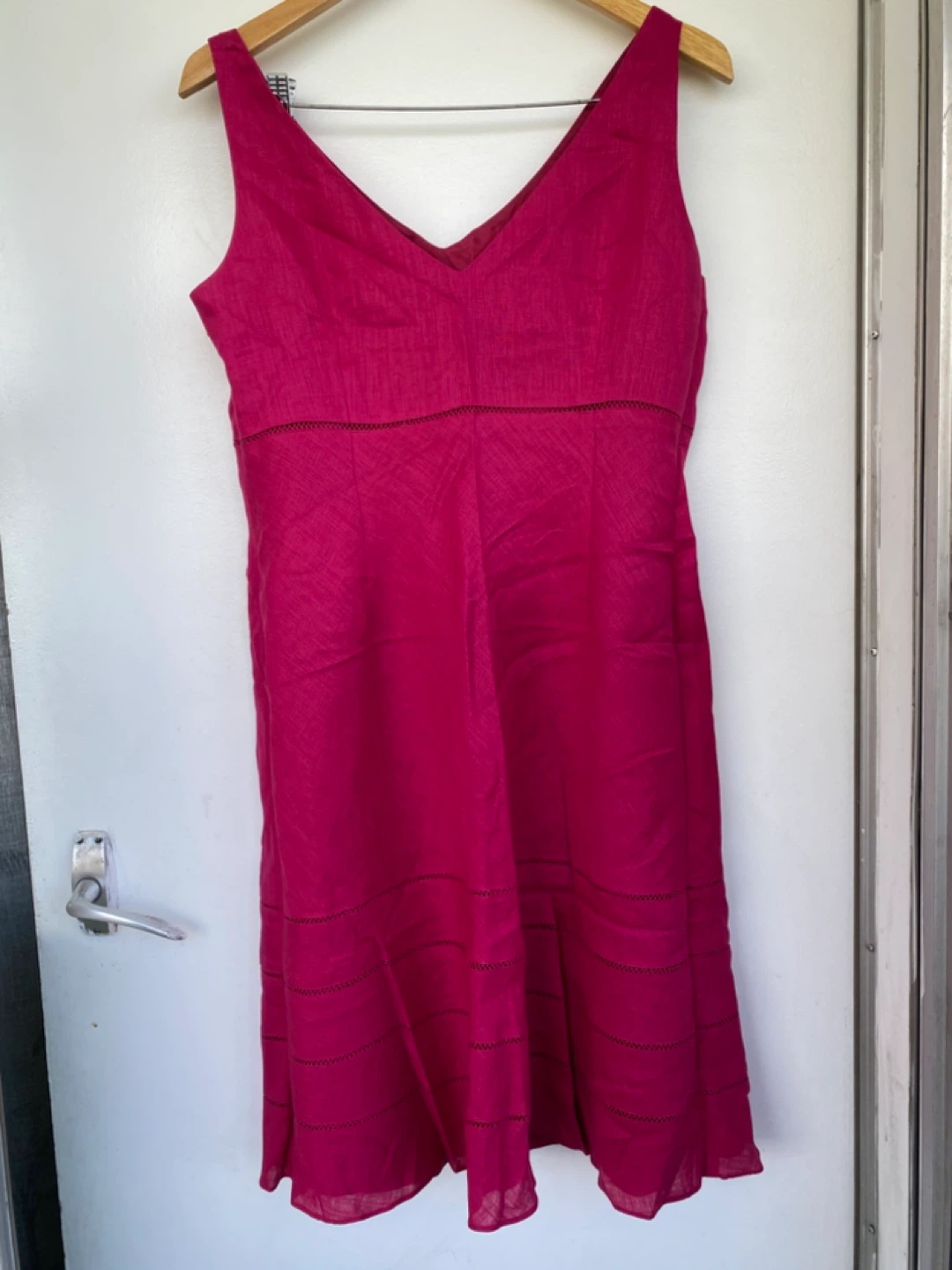 Ann Taylor Petite Fuchsia Linen Dress Size 12