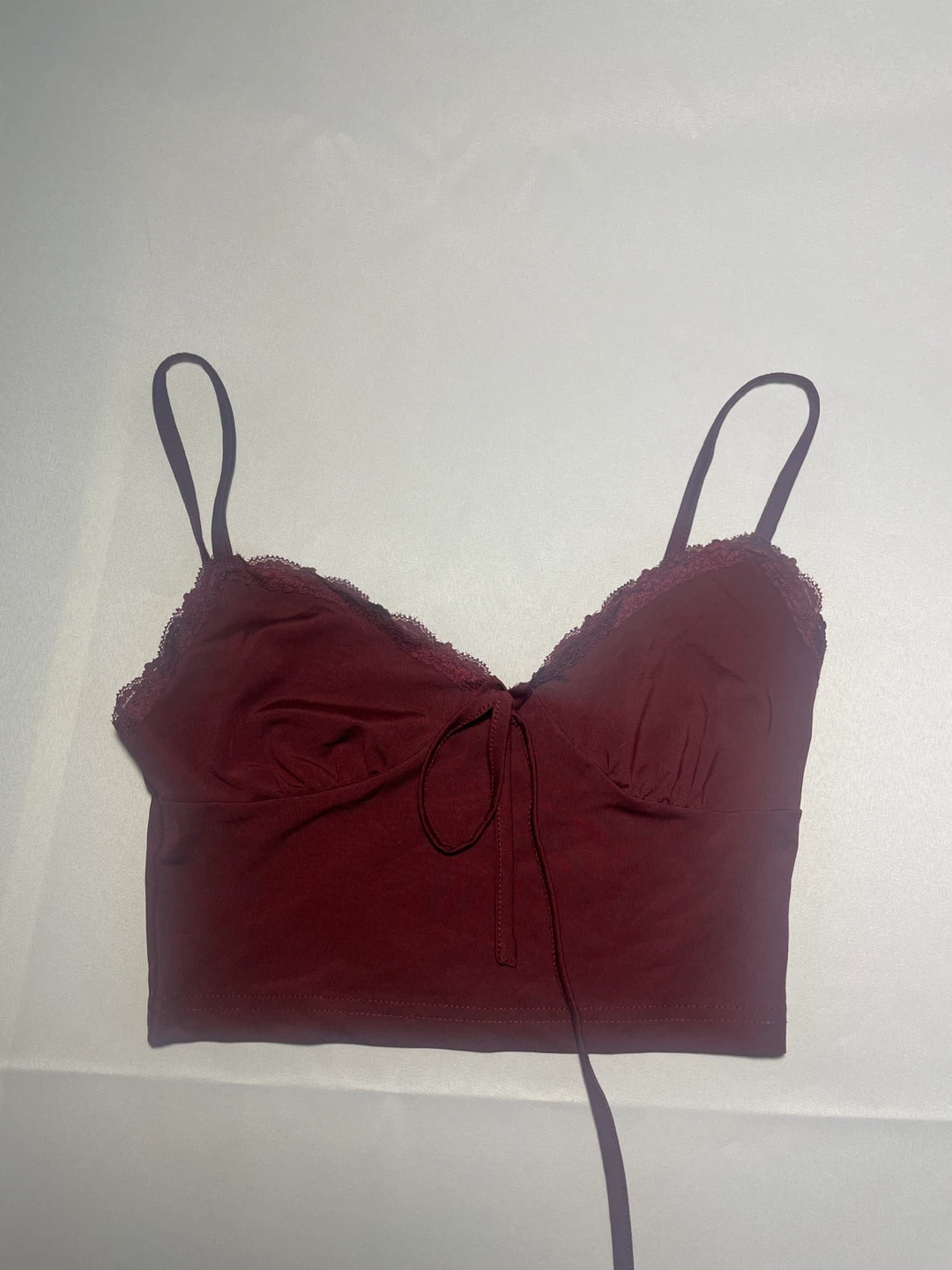 Maroon Camisole Top with Lace Trim