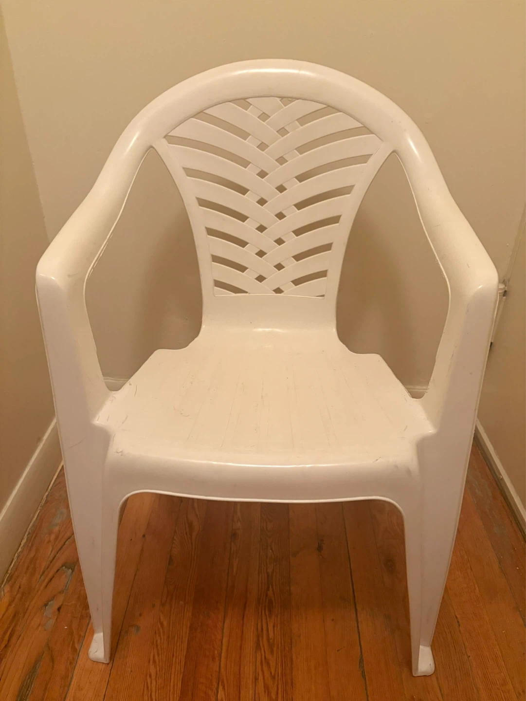 White Plastic Patio Chair