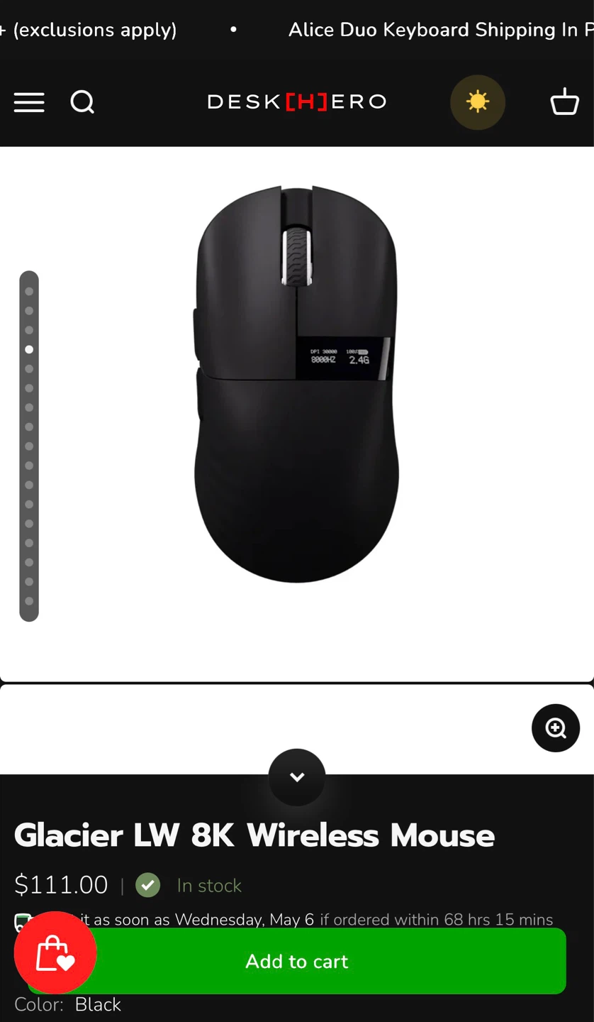 CHILKEY Glacier LW 8K Wireless Gaming Mouse Black
