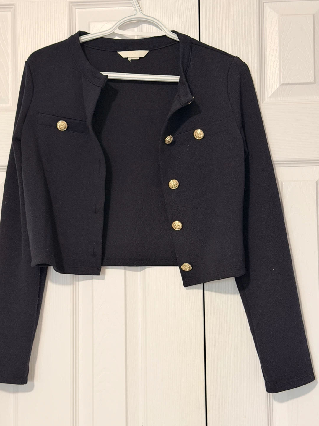 Size small Black Cropped Blazer with Gold Buttons