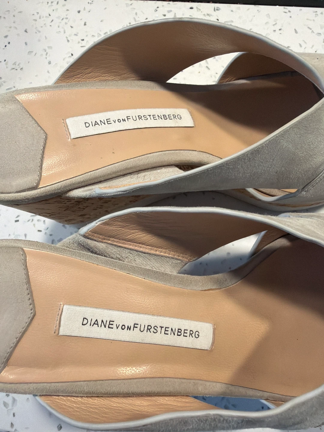 Diane von Furstenberg Grey Suede Wedge Sandals - photo 2