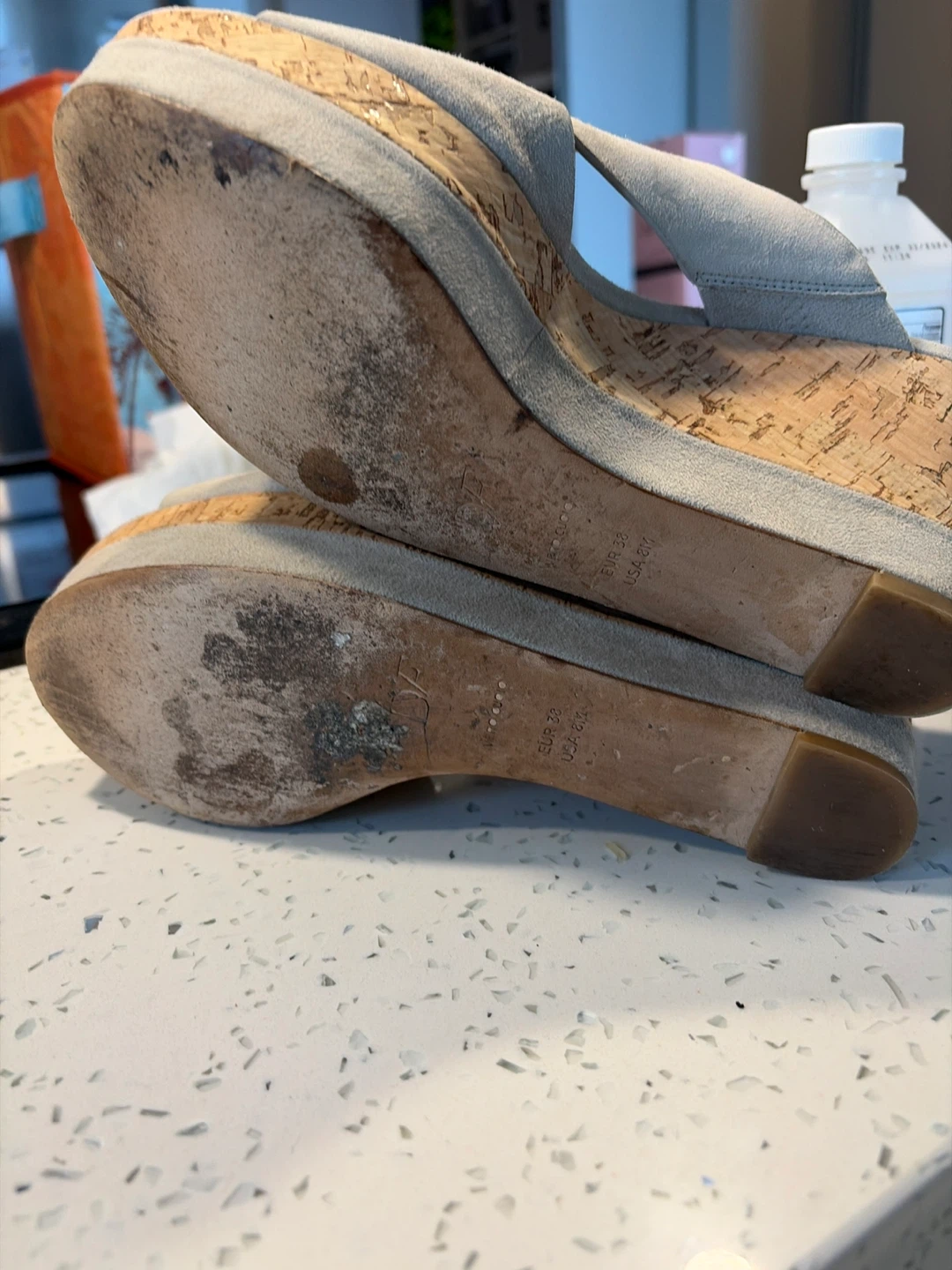 Diane von Furstenberg Grey Suede Wedge Sandals - photo 4