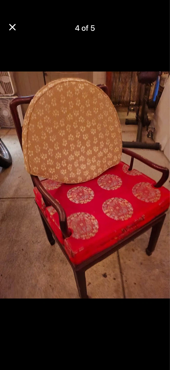 Asian Style Arm Chair with Red Silk Cushion