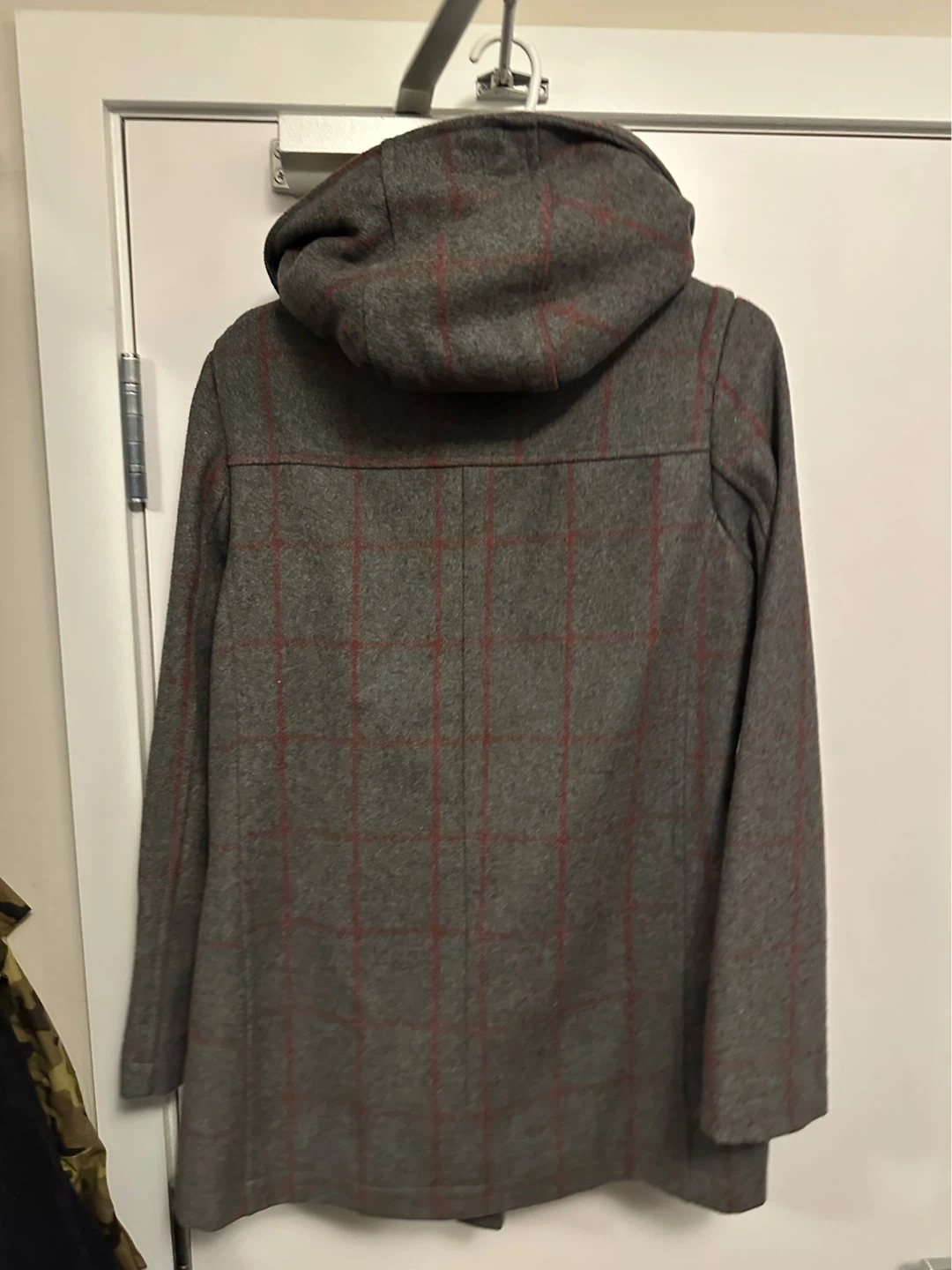 Topshop Grey Plaid Toggle Coat with Hood - photo 2