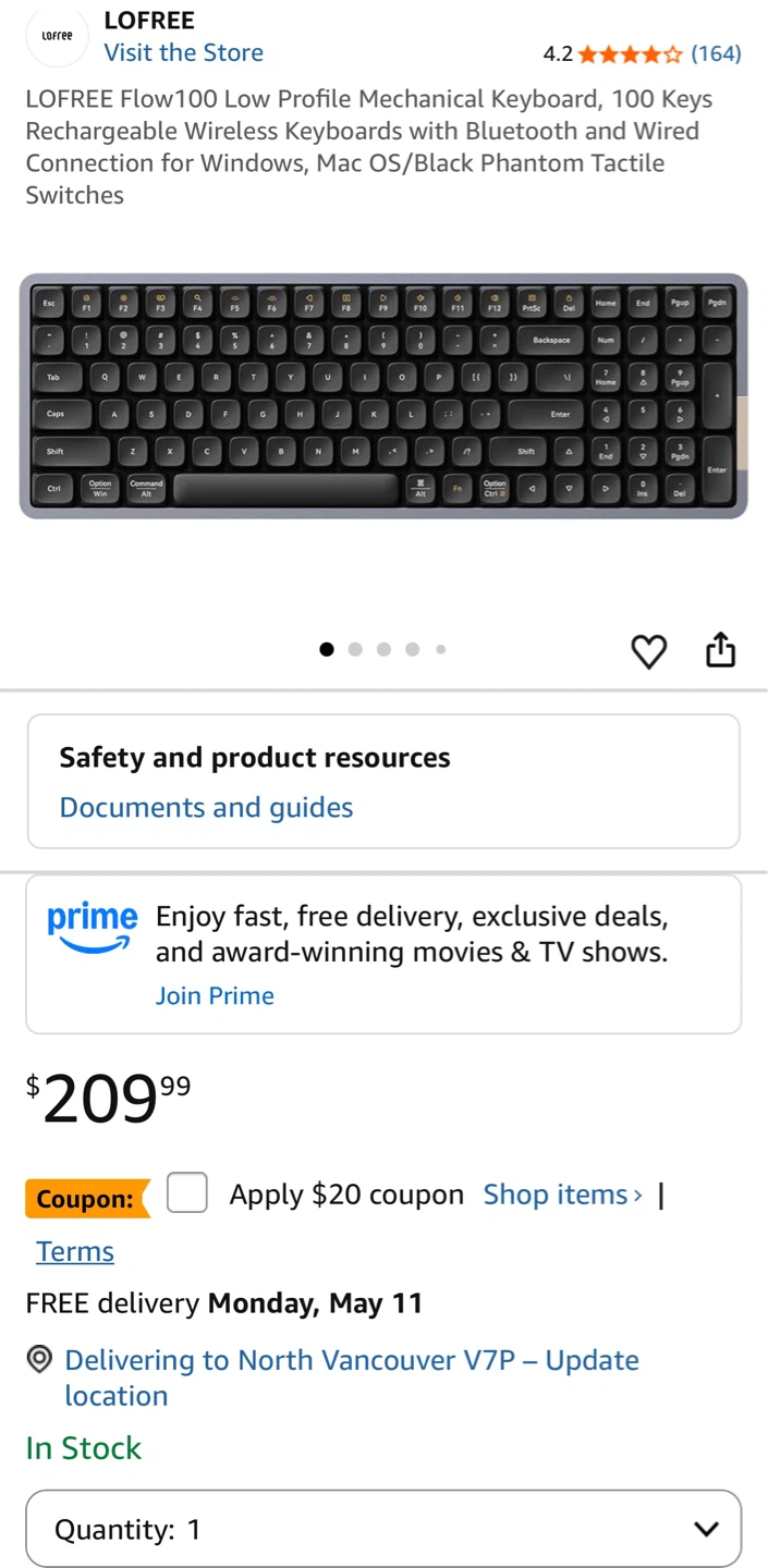 LOFREE FLOW 100 Low profile Mechanical Keyboard