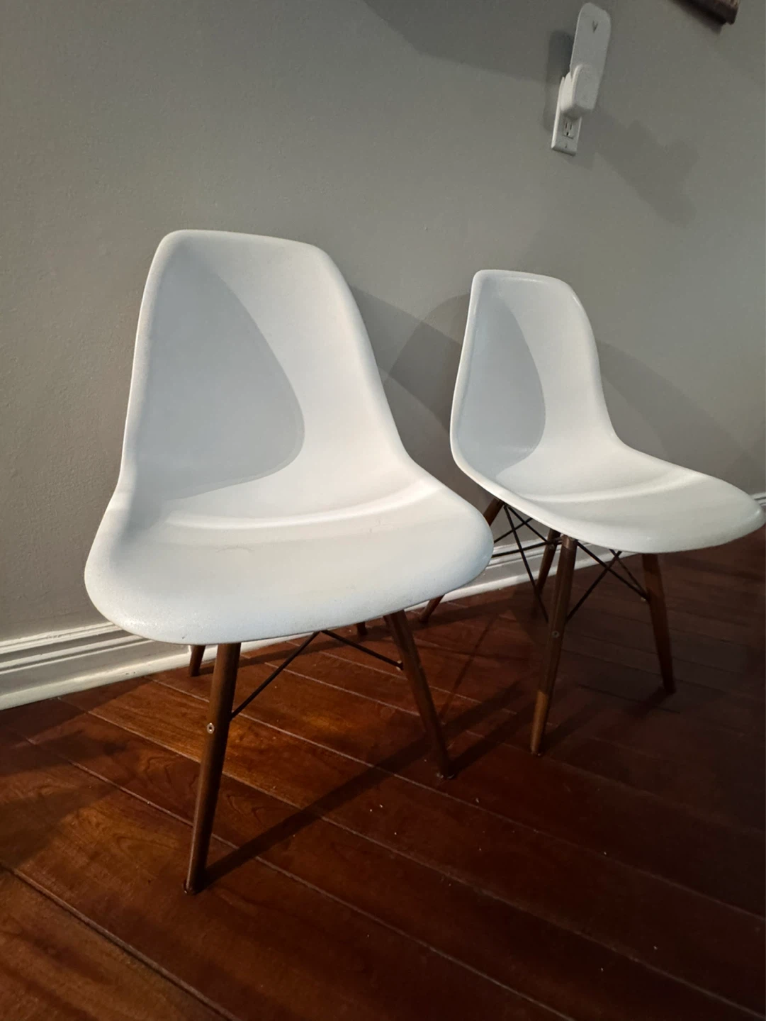 White Molded Dining Chairs (Pair)