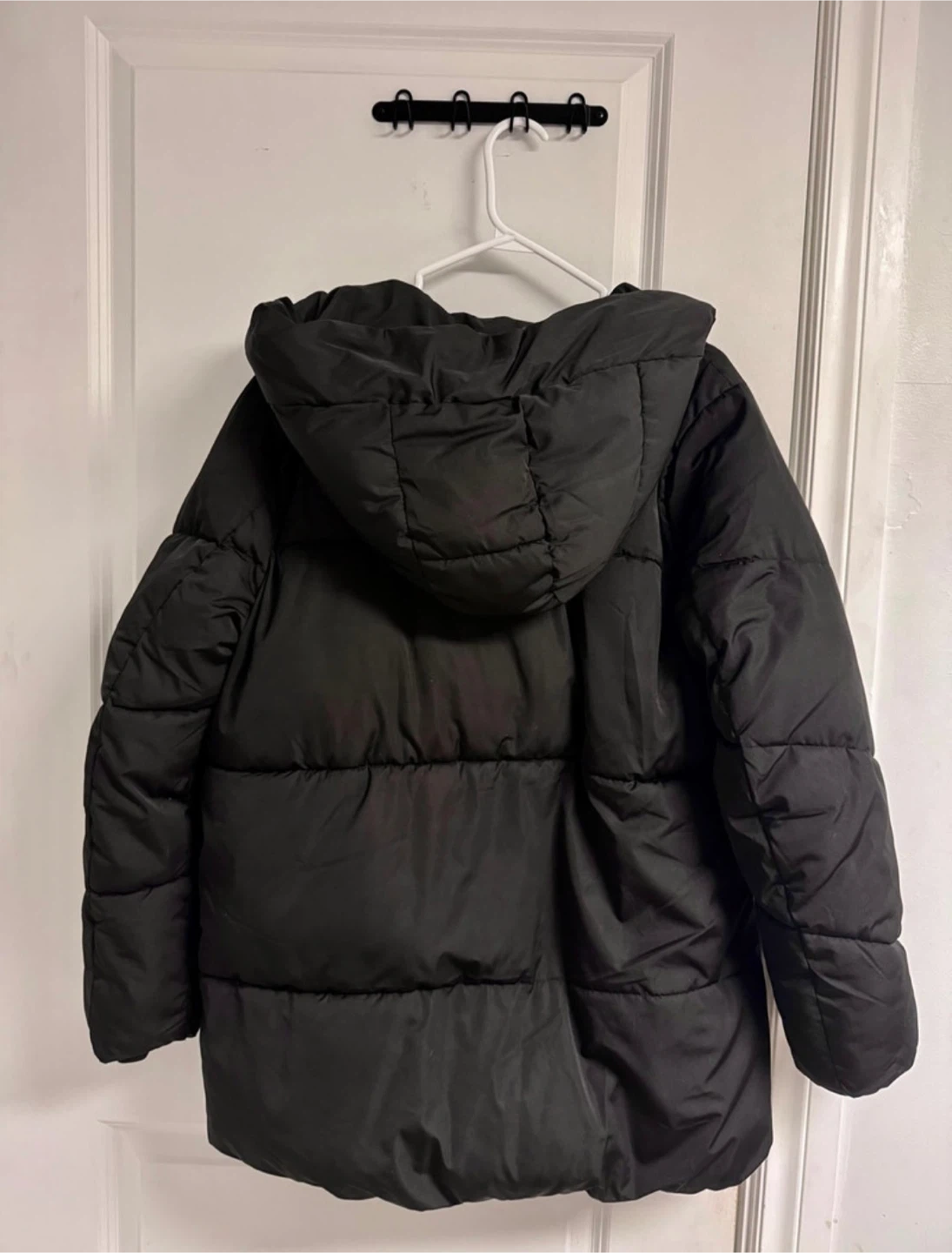 Black Puffer Jacket with Hood - photo 2