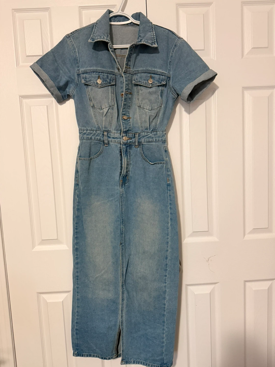 Xs Denim Shirt Dress with Button Front