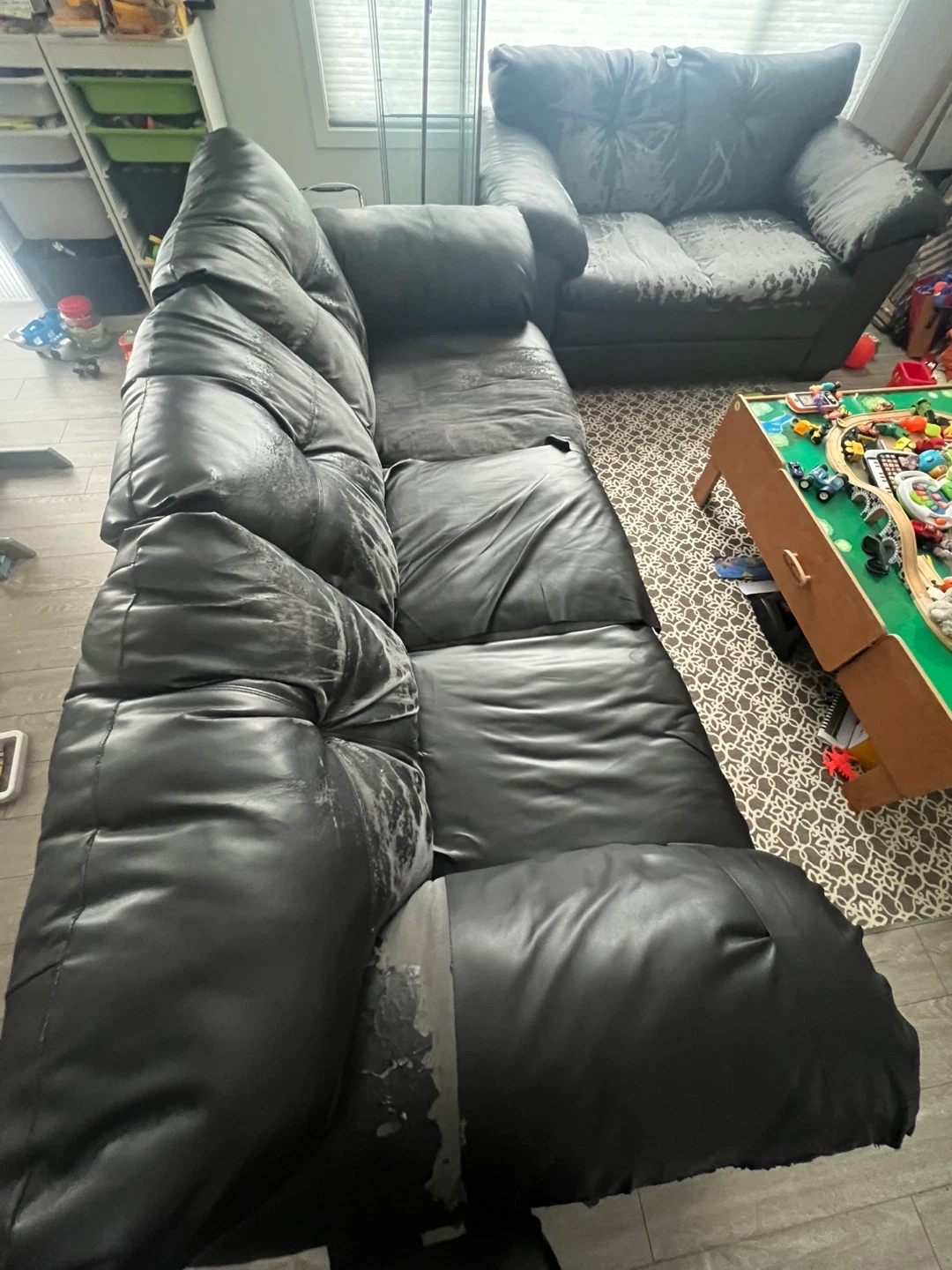 Black Leather Sectional Sofa Couch