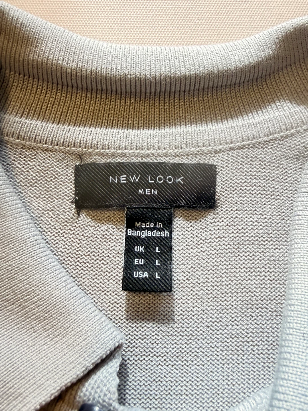 New Look Men's Grey Cable Knit Polo Shirt - Large - photo 2