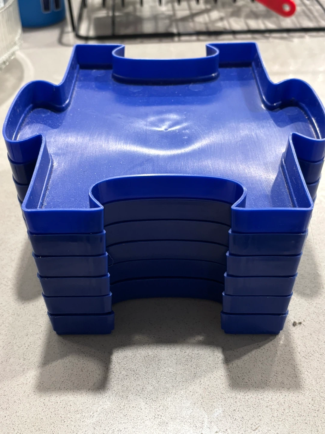 Blue Plastic Tiered Puzzle Tray