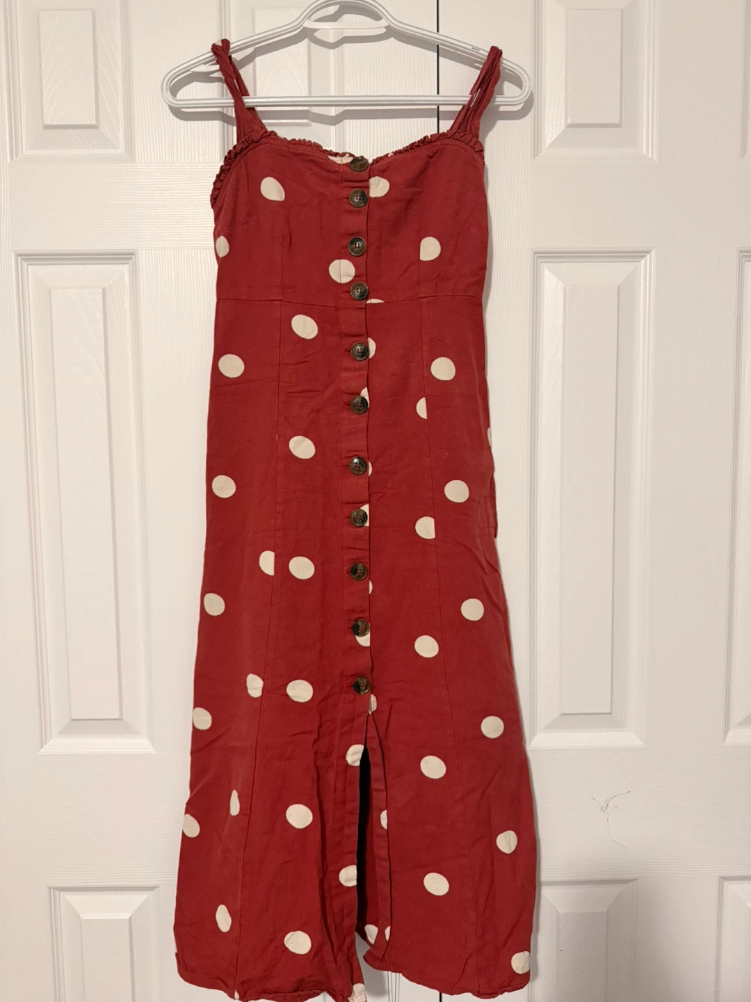 Size xs Red Polka Dot Button-Up Dress