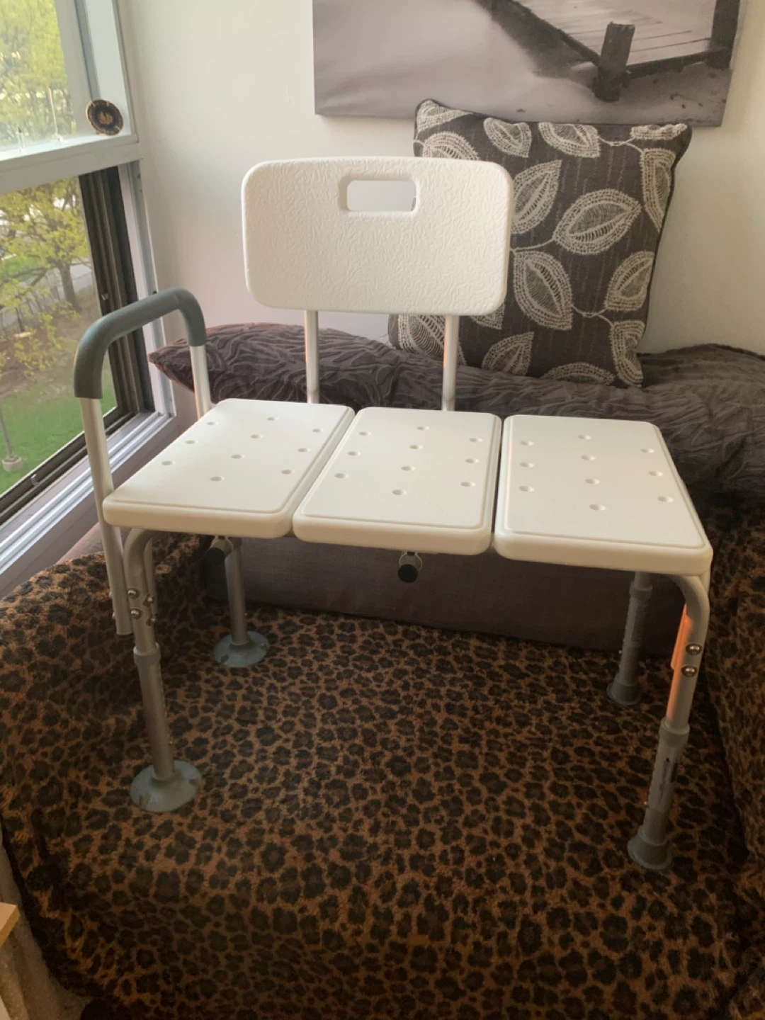 White Shower Chair with Back and Arms