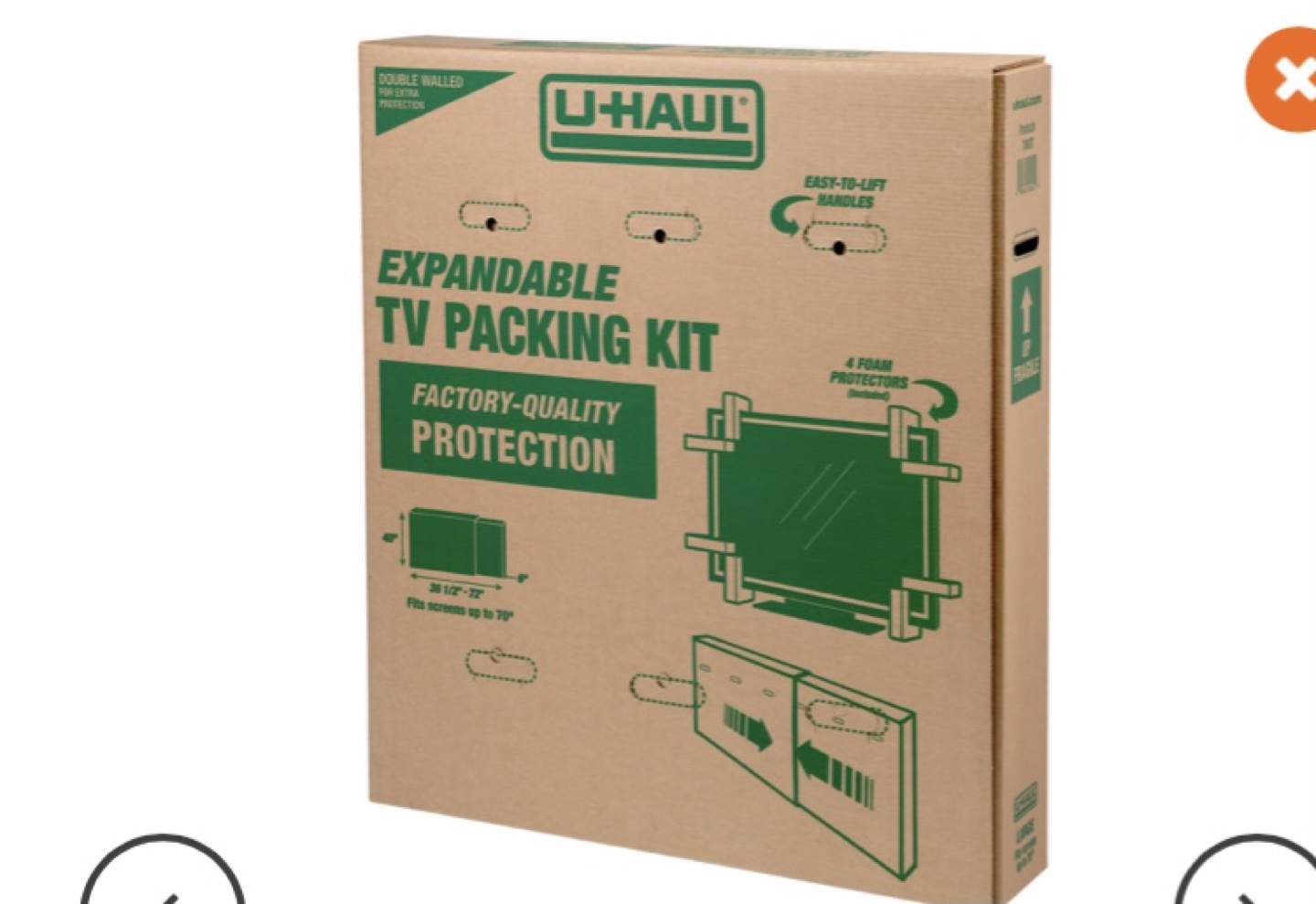 U-Haul Expandable TV Packing Kit for Screens up to 70"