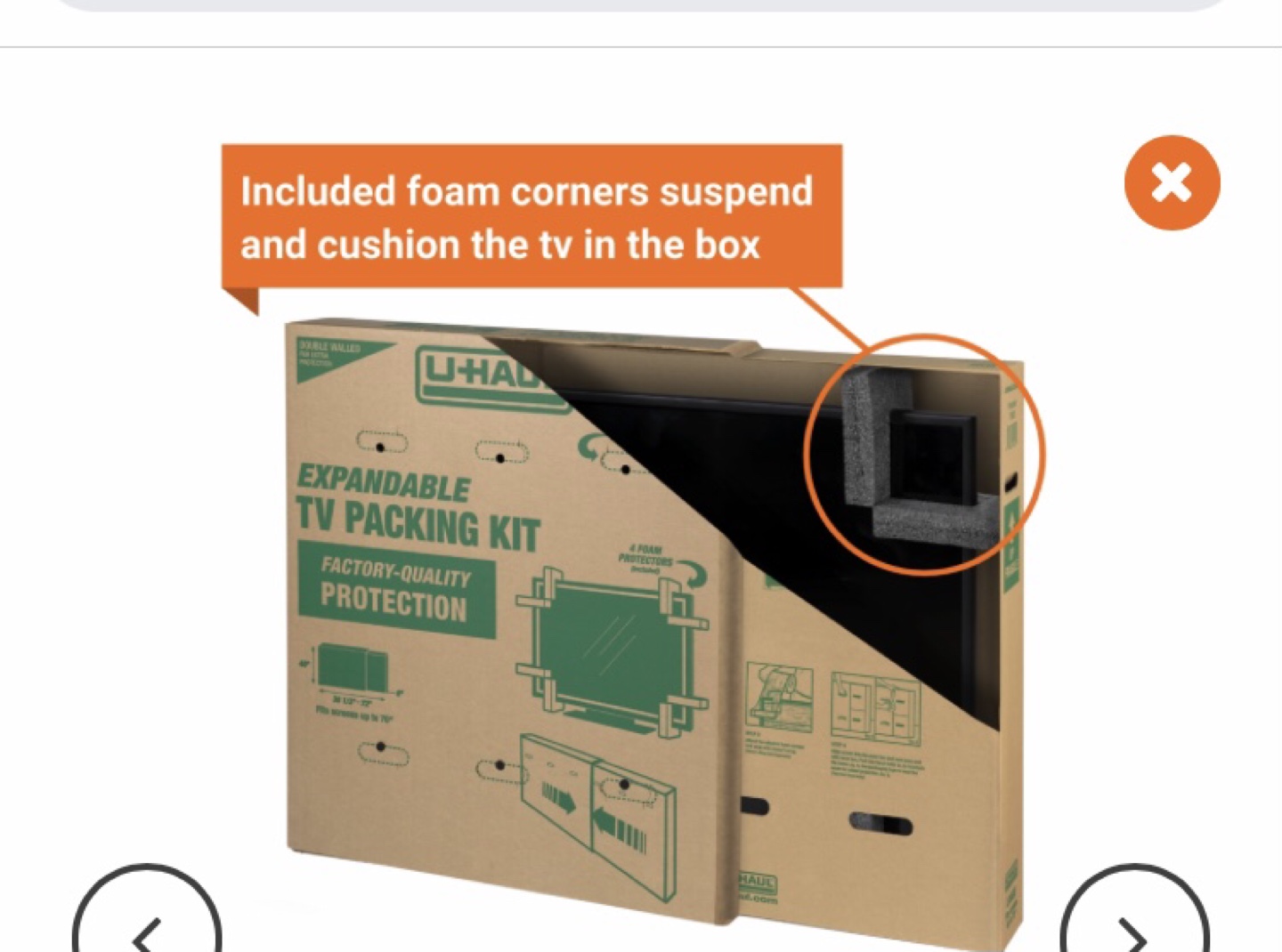 U-Haul Expandable TV Packing Kit for Screens up to 70" - photo 2