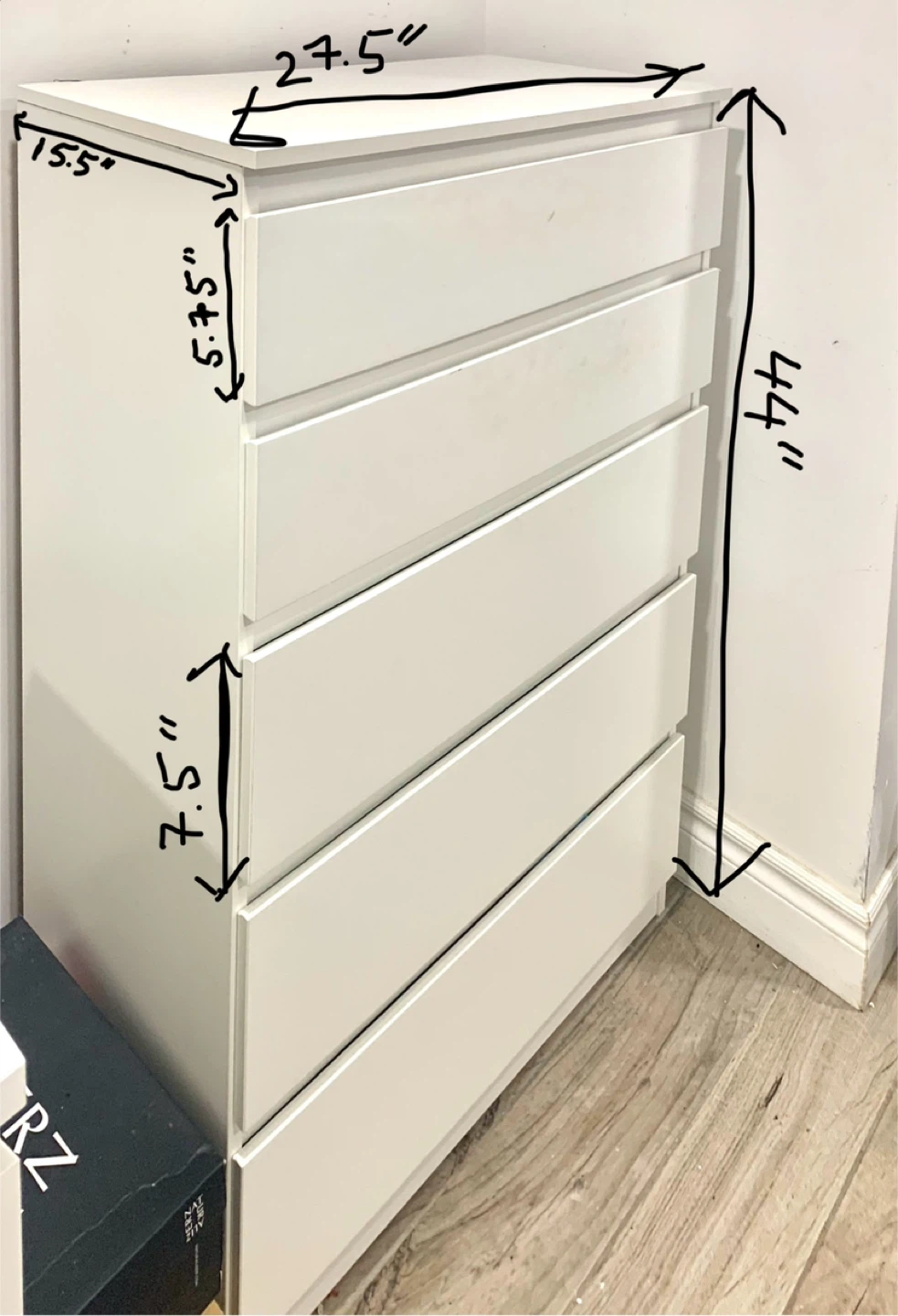 White IKEA MALM 5-Drawer Dresser - photo 3