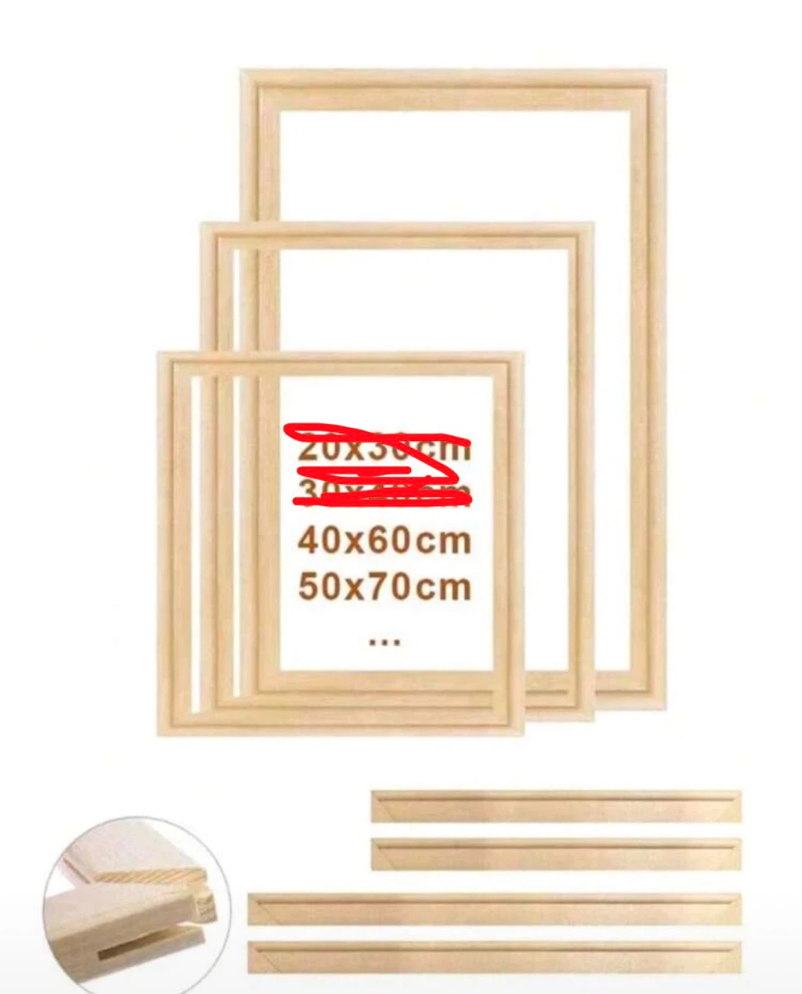 Unassembled Wooden Stretcher Bars for Canvas Painting